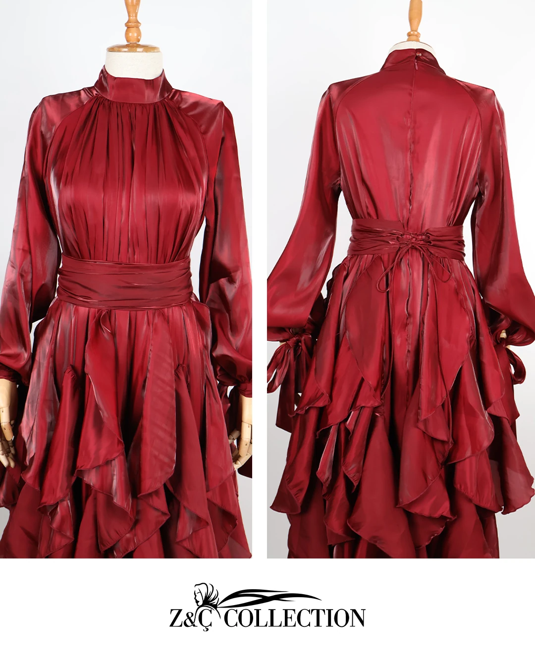 Noelle Bordo Saten Elbise