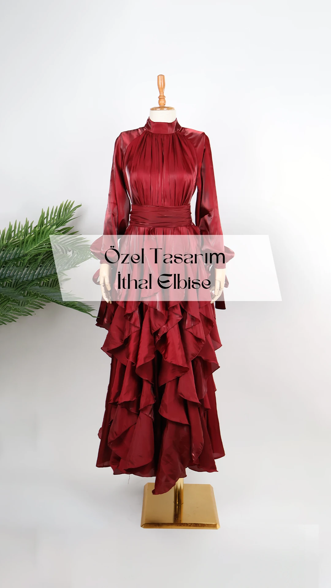 Noelle Bordo Saten Elbise