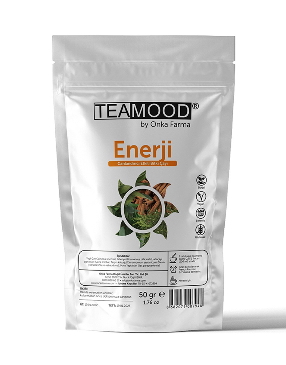 TEAMOOD Enerji Çayı - Şekersiz Doğal Bitki Çayı - 50 Gr