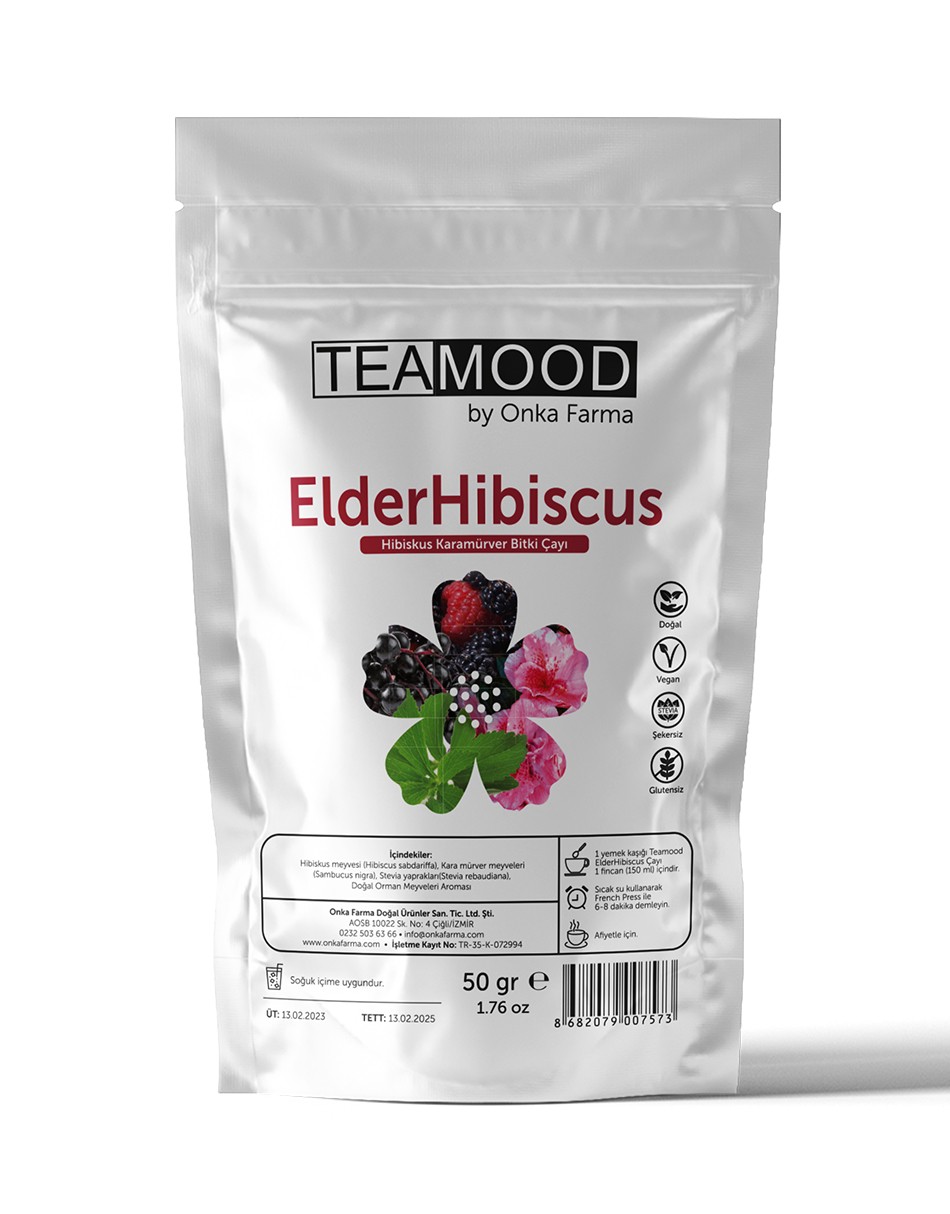 TEAMOOD Elder Hibiscus Çayı - Hibiskus Karamürver Bitki Çayı - 50 gr