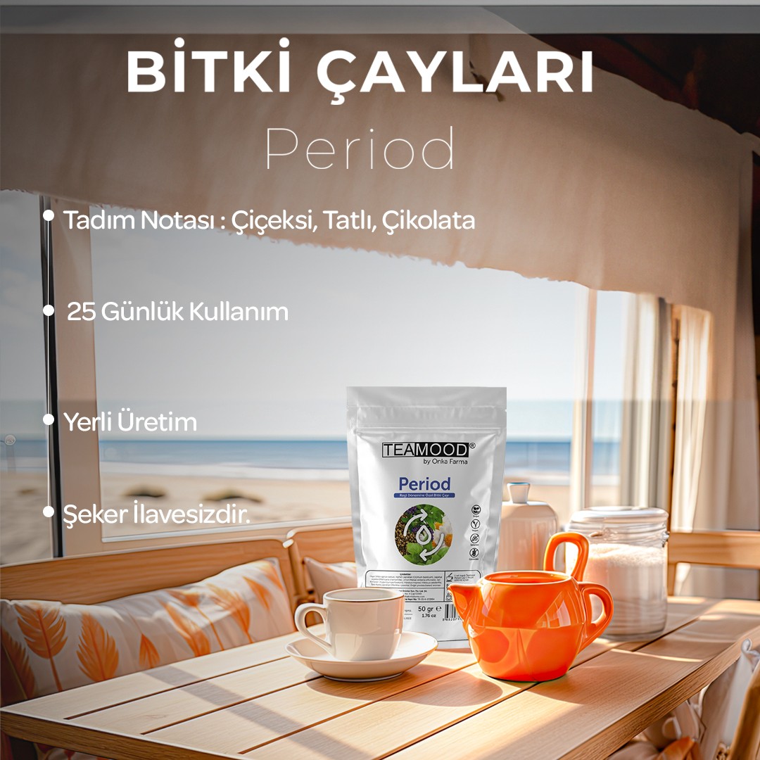 TEAMOOD Regl Period Çayı - PMS Adet Regl Dönemine Özel Şekersiz Doğal Bitki Çayı - 50 Gr