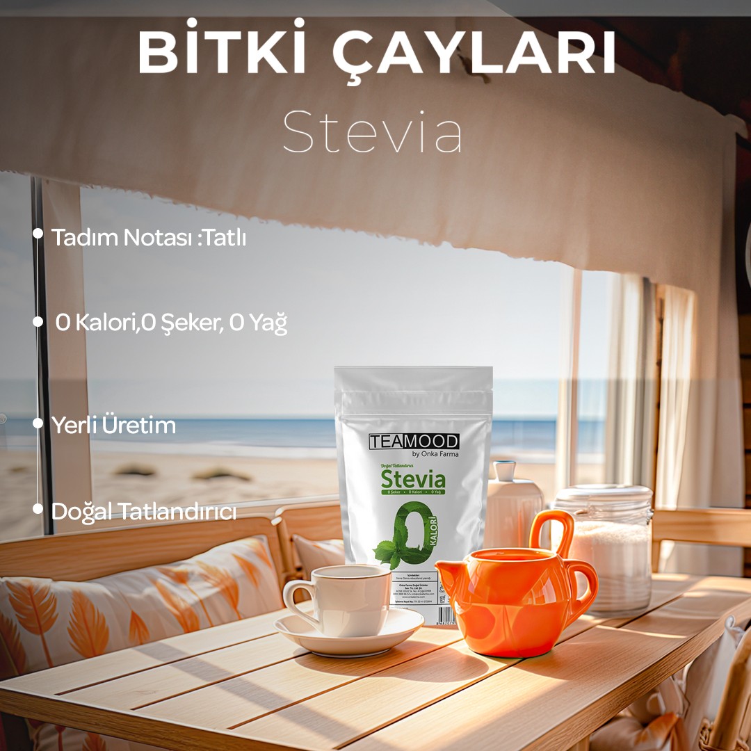 TEAMOOD Stevia Doğal Tatlandırıcı Şeker Otu Yağı - Şekersiz Kalorisiz Yağsız Vegan Stevya Yaprağı - 50 gr