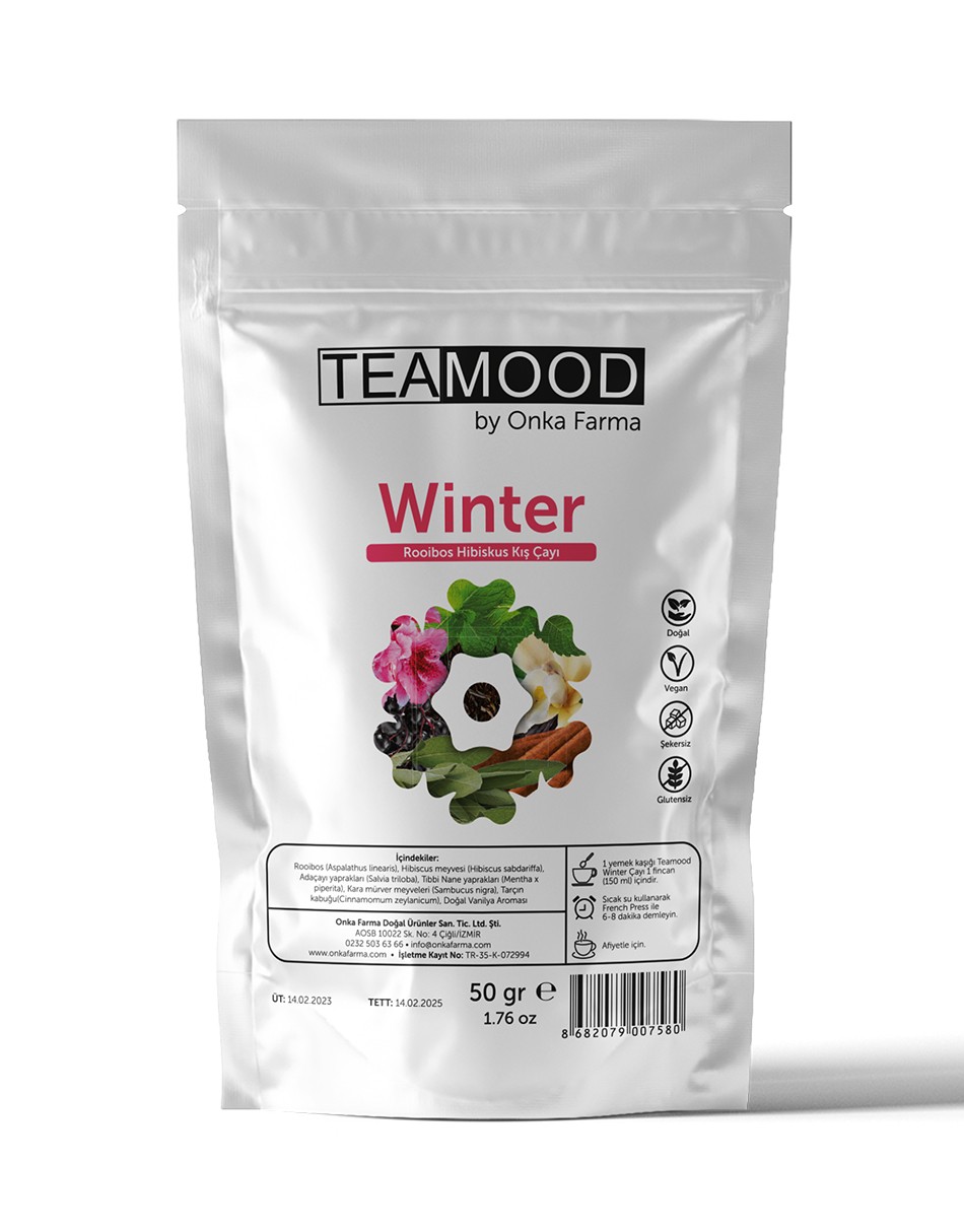 TEAMOOD Winter Kış Bitki Çayı - Rooibos Hibiskus Bitkisel Çay -  50 gr