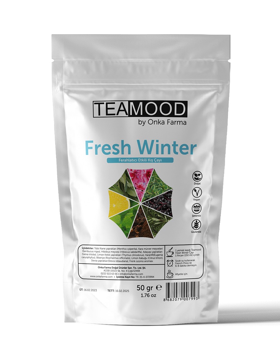 TEAMOOD Fresh Winter Bitki Çayı - Ferahlatıcı ve Rahatlatıcı Etkili Kış Çayı - 50 gr