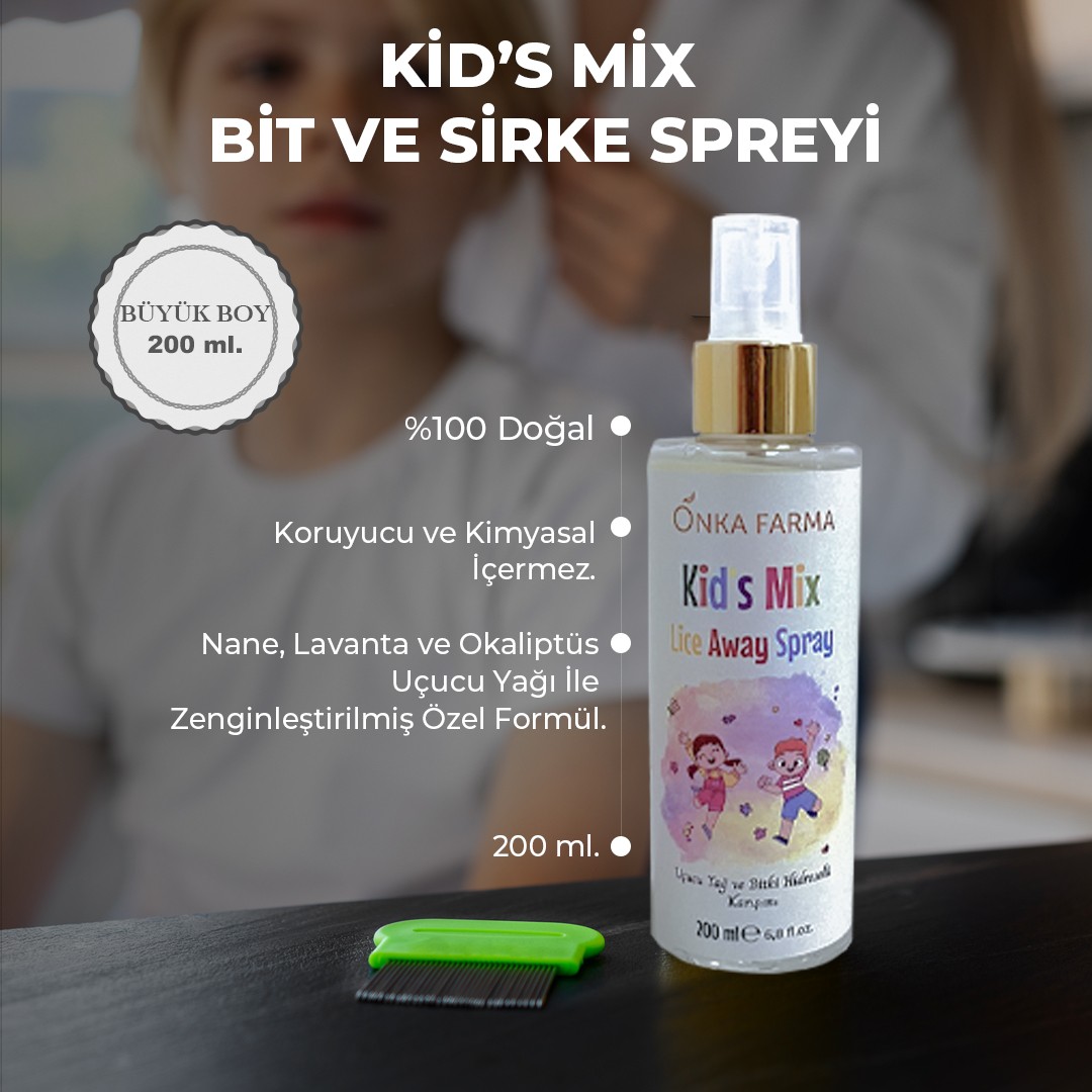 Onka Farma Kid's Mix Lice Away Spray Bit-Sirke Spreyi 200 ml