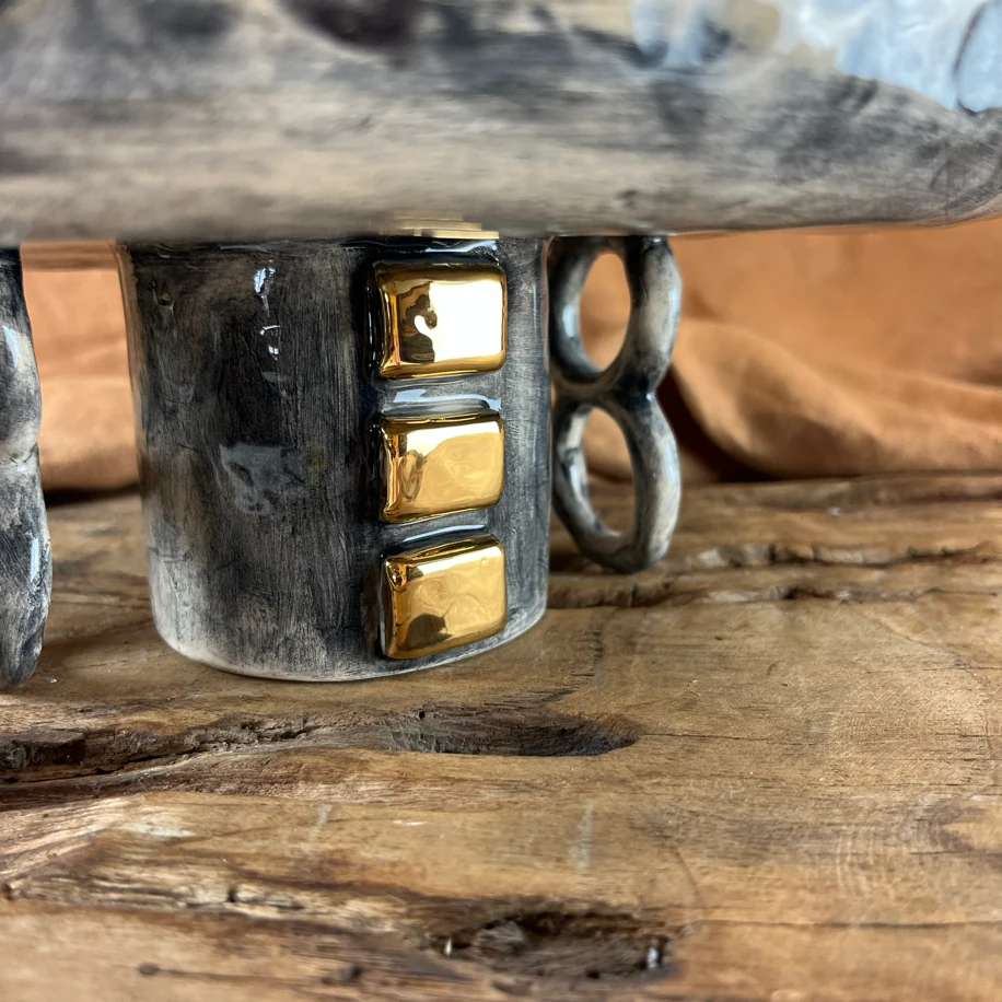 24k altın detaylı ayaklı sunum kasesi