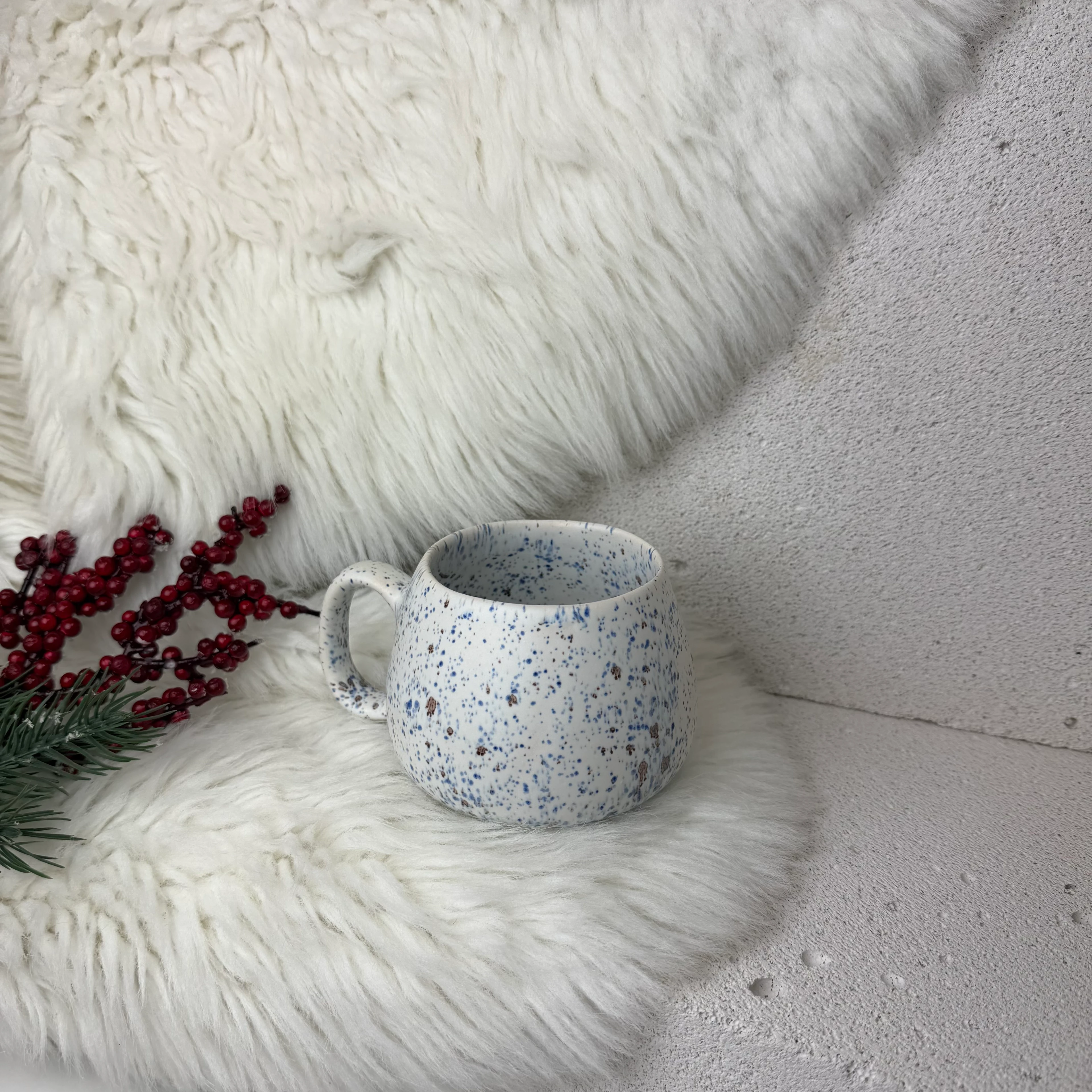 Mavi–Kahve Benekli Stoneware Mug – 300 ml