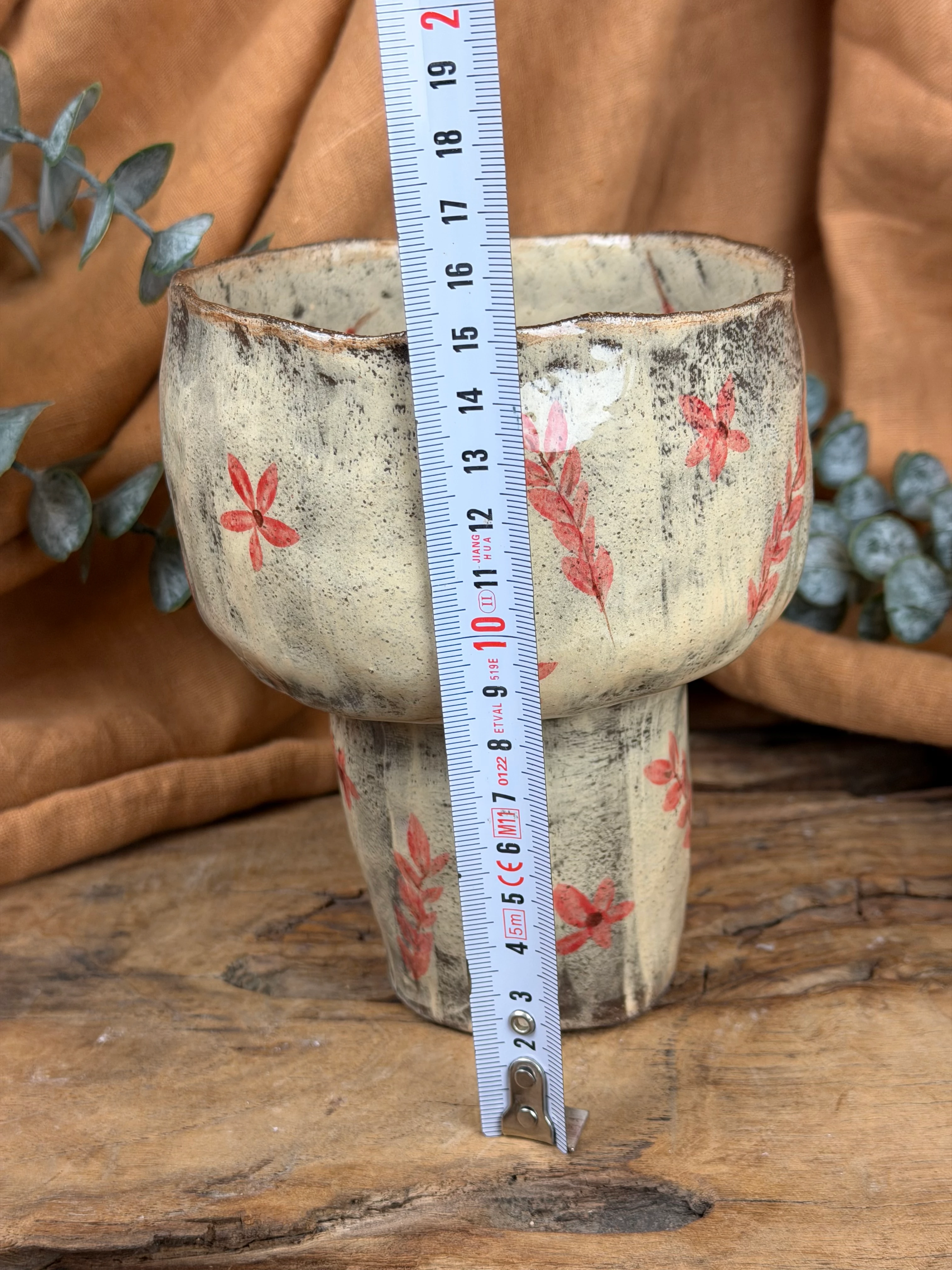 El Yapımı Ayaklı Seramik Kase – Eskitme Soft Renkler, Stoneware