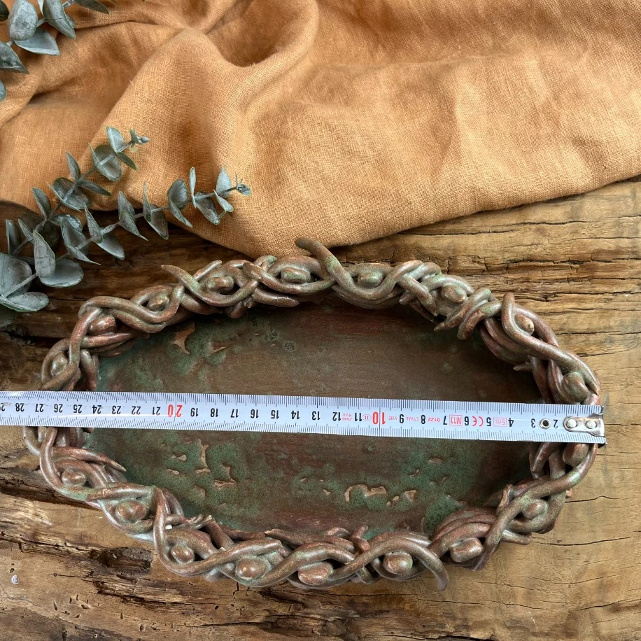 EL YAPIMI STONEWARE SUNUM KASESİ. YEŞİL VE KAHVE TONLARIYLA