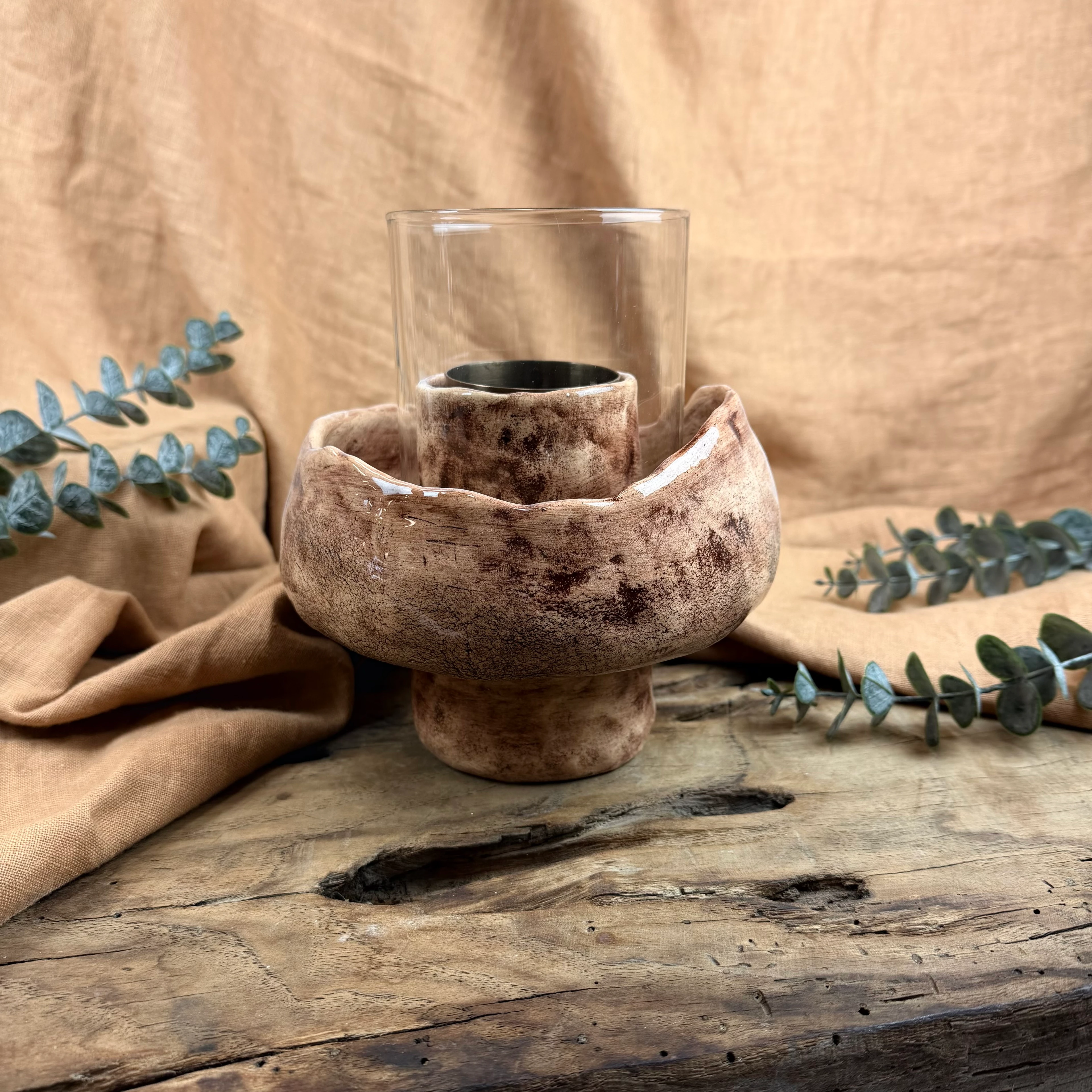 El Yapımı Seramik Masa Üstü Ateş Çukuru