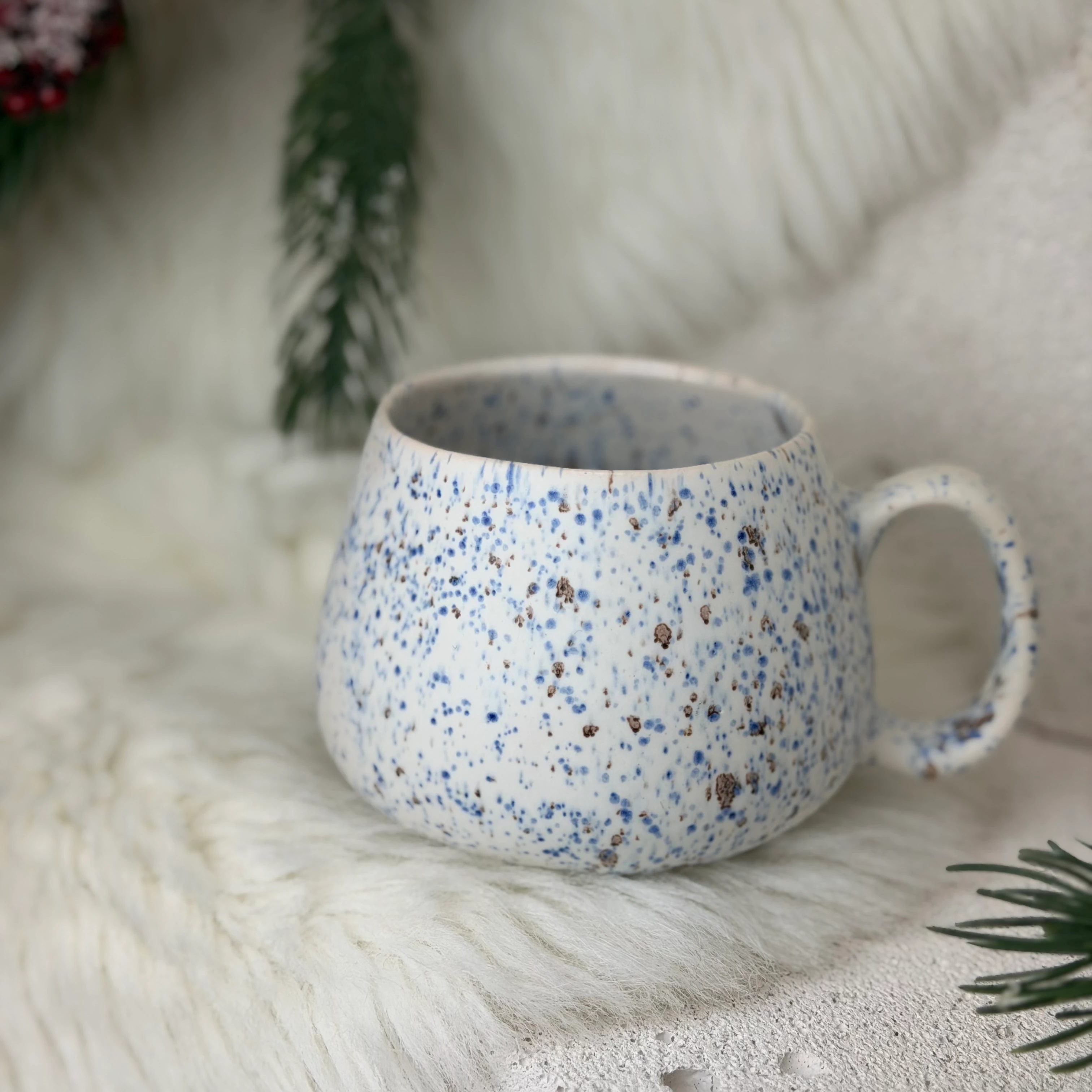 Mavi–Kahve Benekli Stoneware Mug – 300 ml