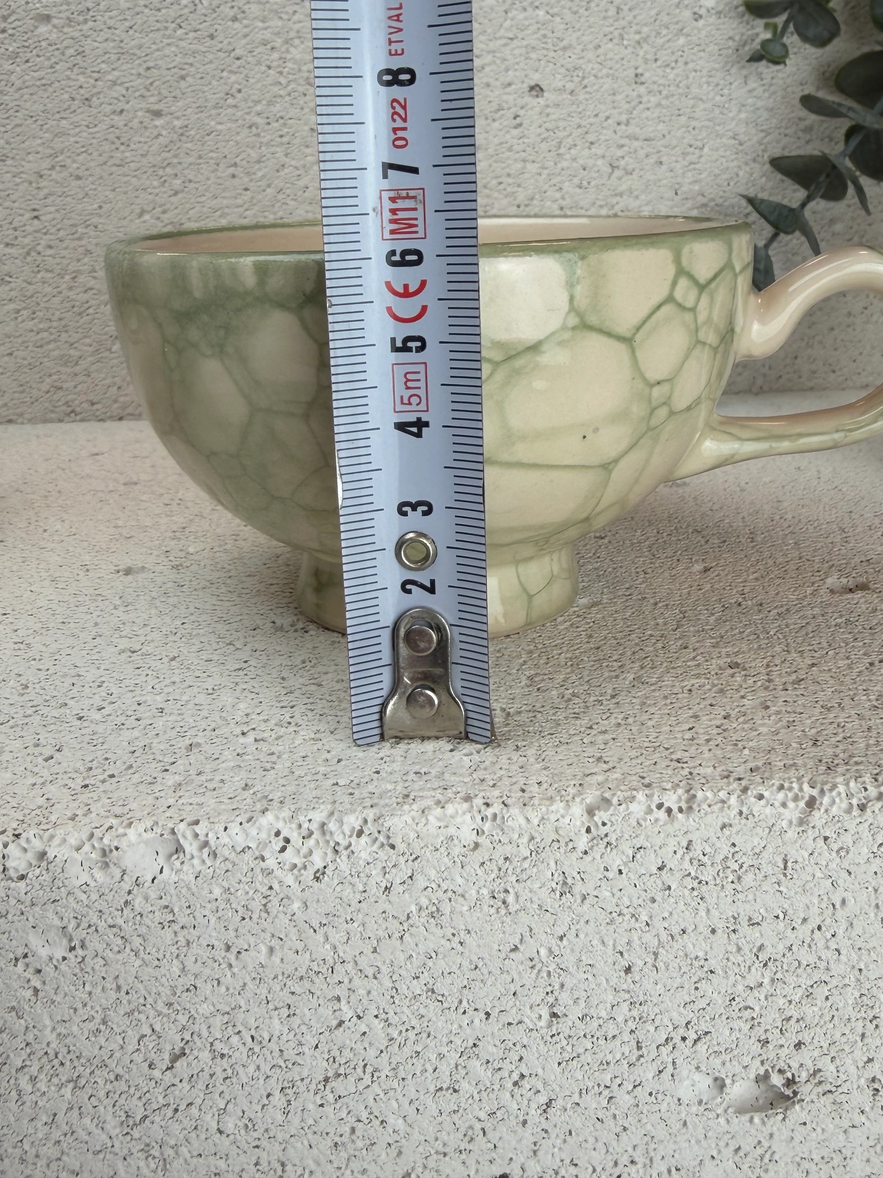 Yeşil Bubble Desenli Ayaklı Fincan (200ml)