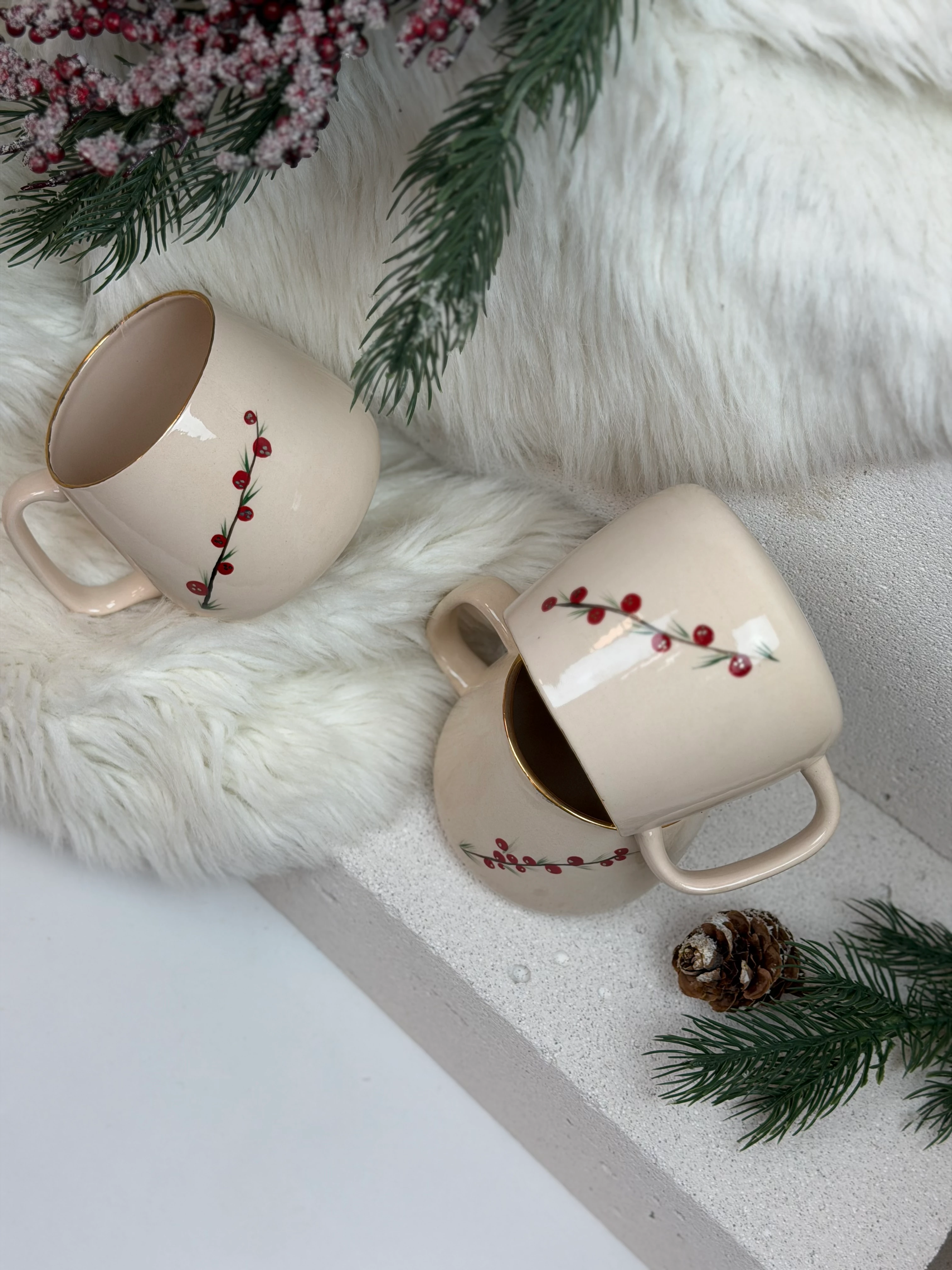 24k Altın Detaylı El Boyama Yeni Yıl Fincanı