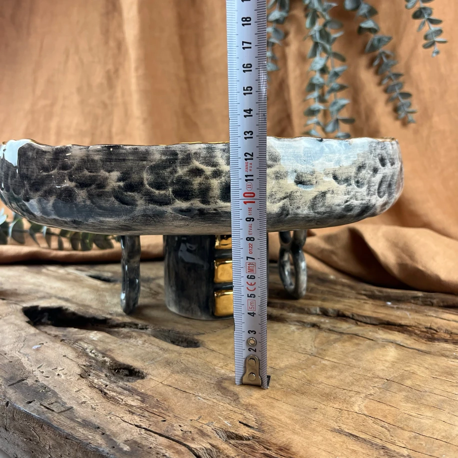 24k altın detaylı ayaklı sunum kasesi