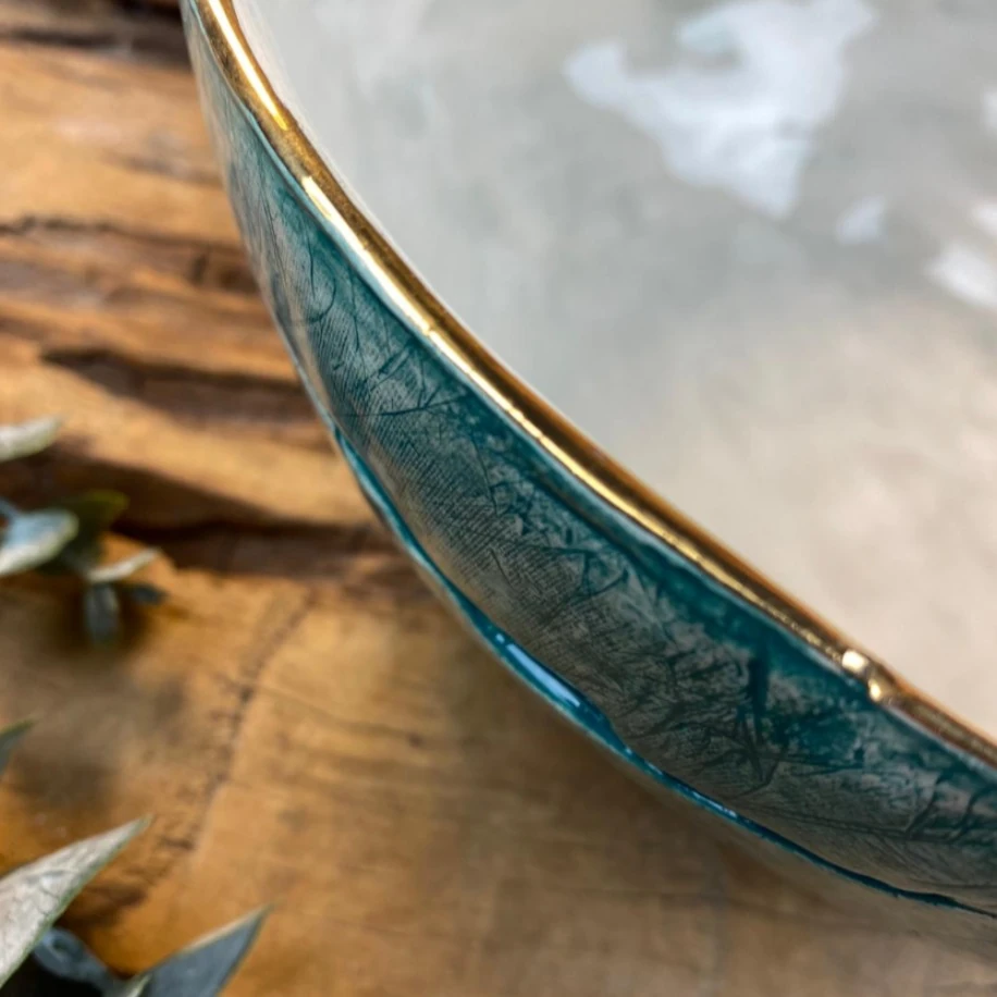 STONWARE 24K ALTIN DETAYLI BÜYÜK MAVİ KASE