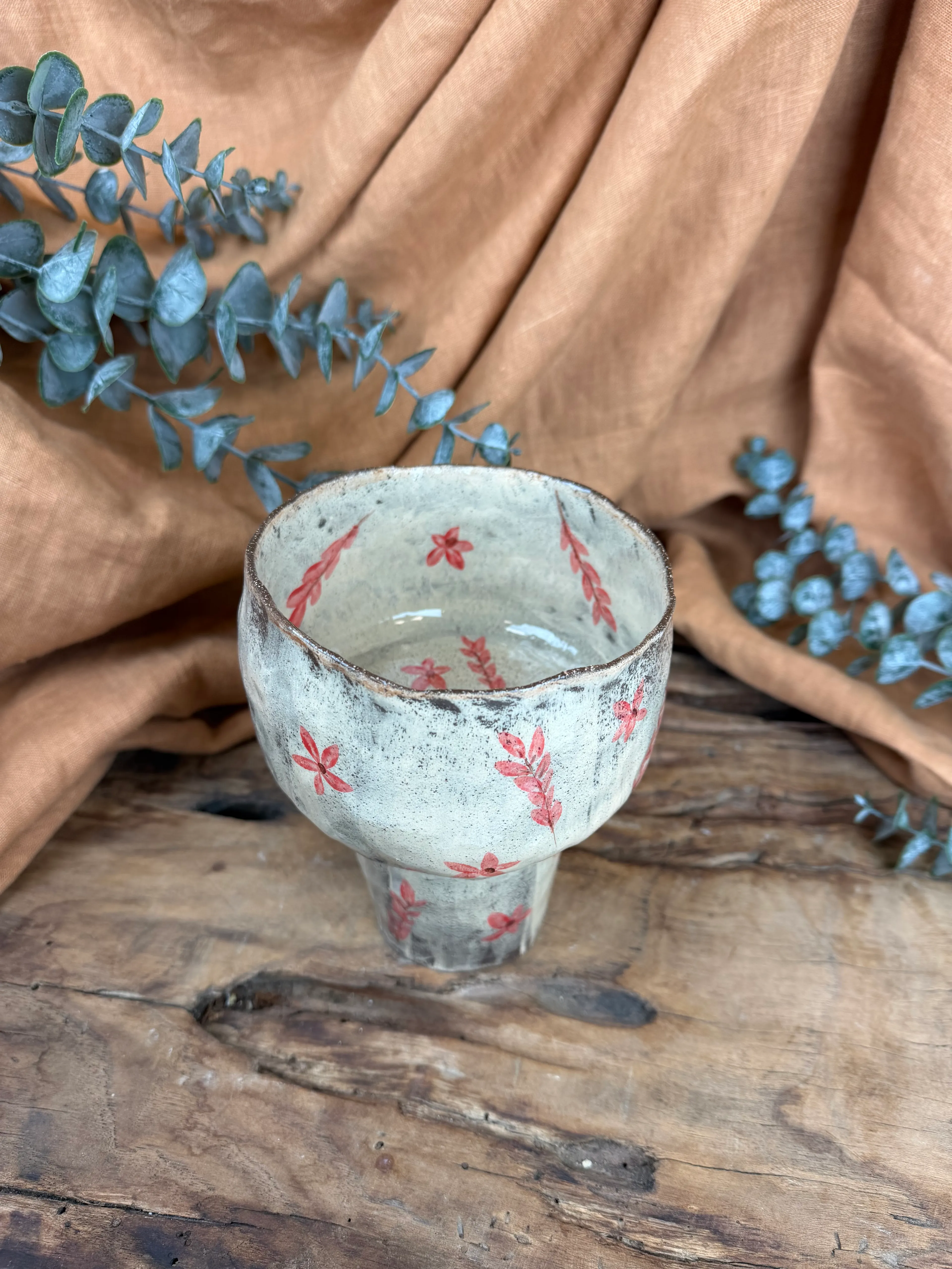 El Yapımı Ayaklı Seramik Kase – Eskitme Soft Renkler, Stoneware