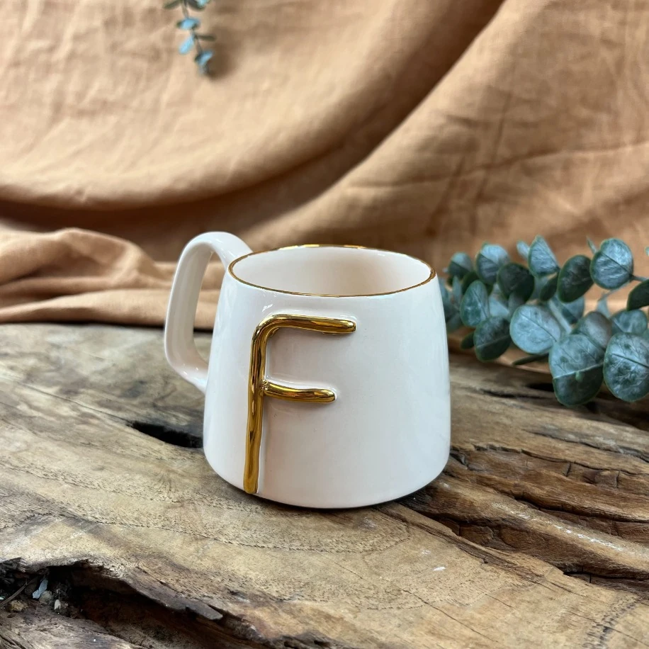 24K ALTIN DETAYLI "F" HARFLİ 250ml MUG