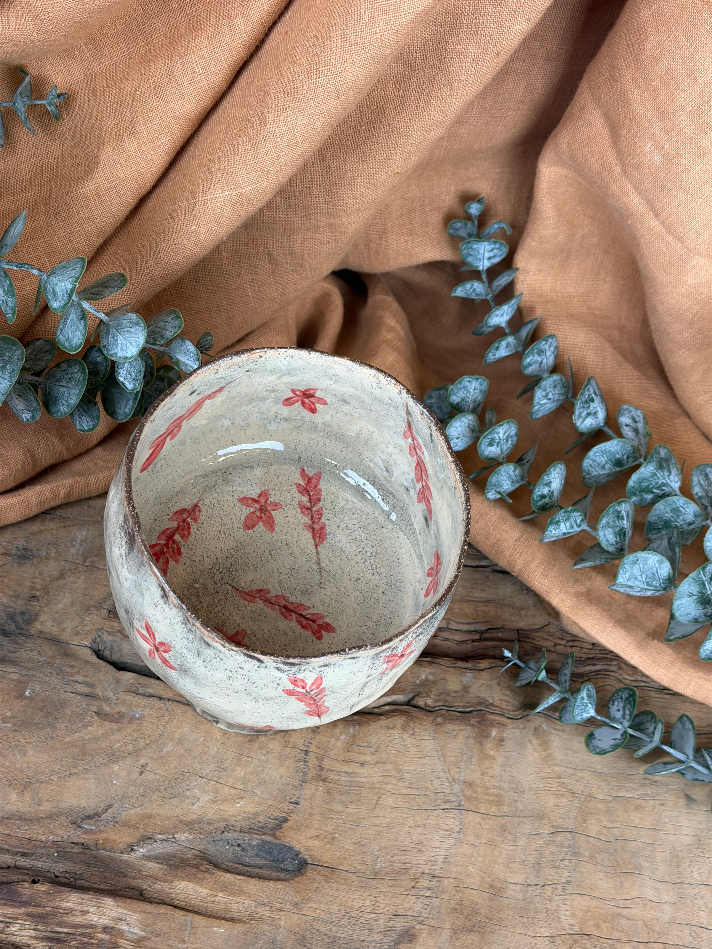 El Yapımı Ayaklı Seramik Kase – Eskitme Soft Renkler, Stoneware