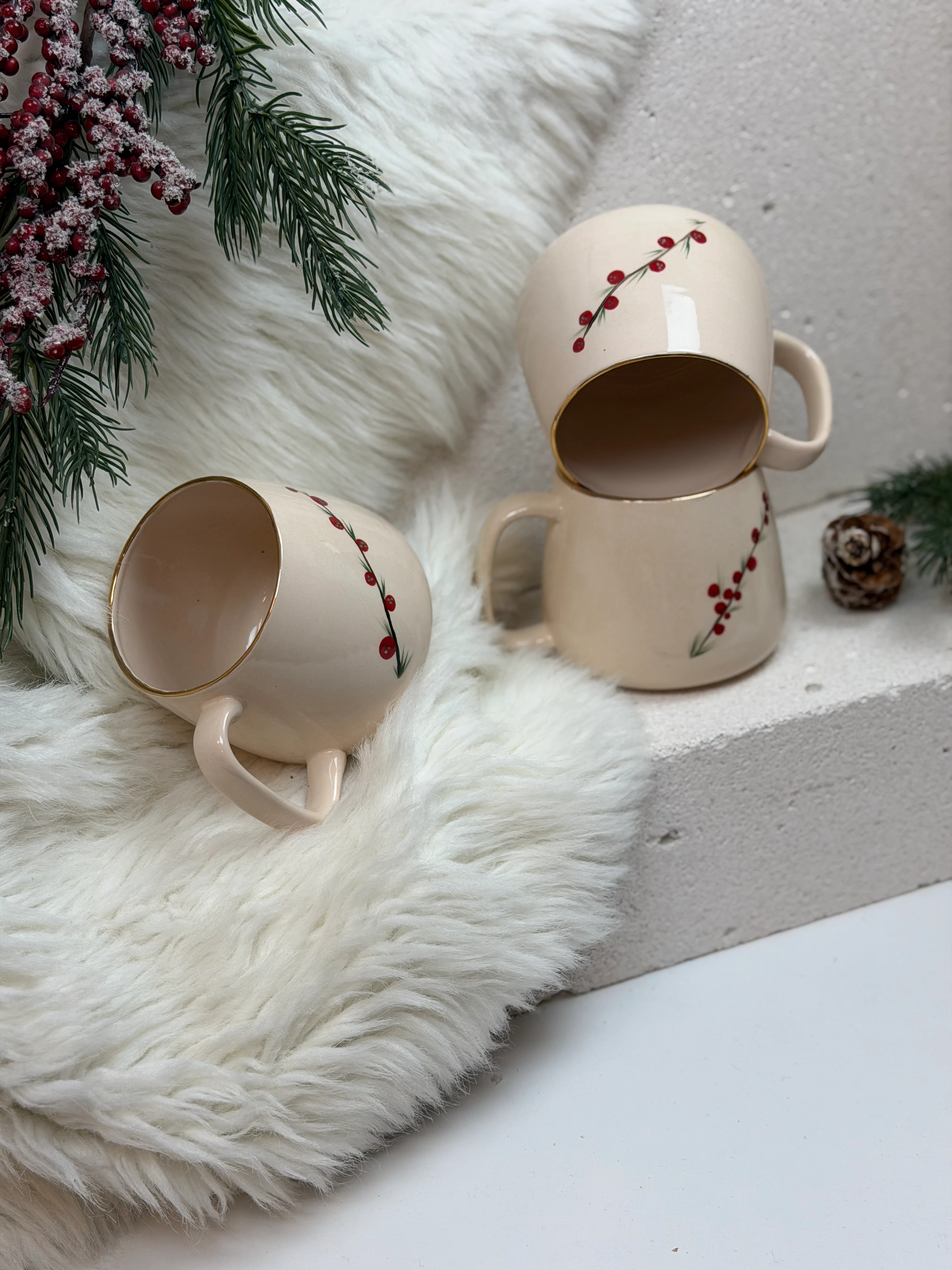 24k Altın Detaylı El Boyama Yeni Yıl Fincanı