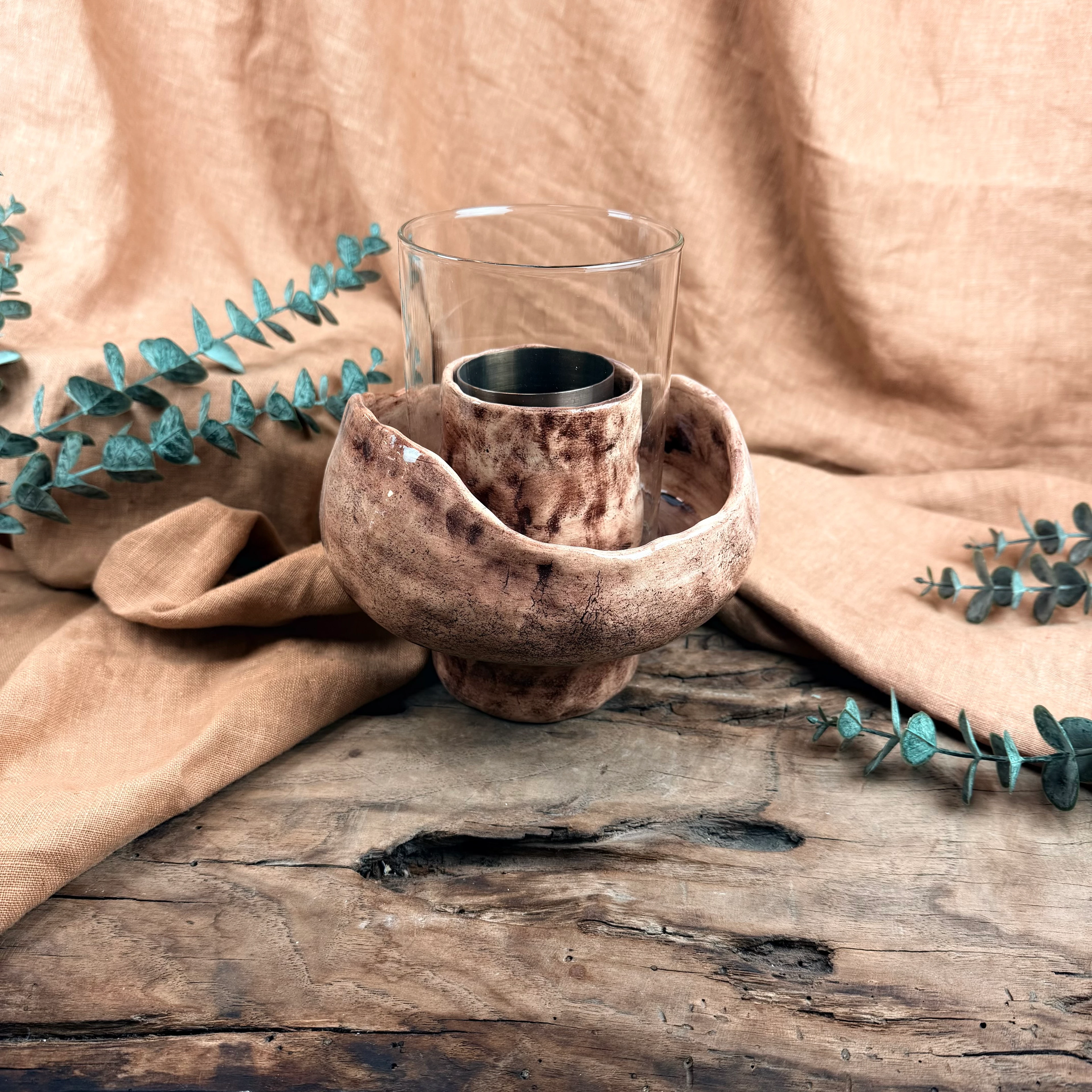 El Yapımı Seramik Masa Üstü Ateş Çukuru