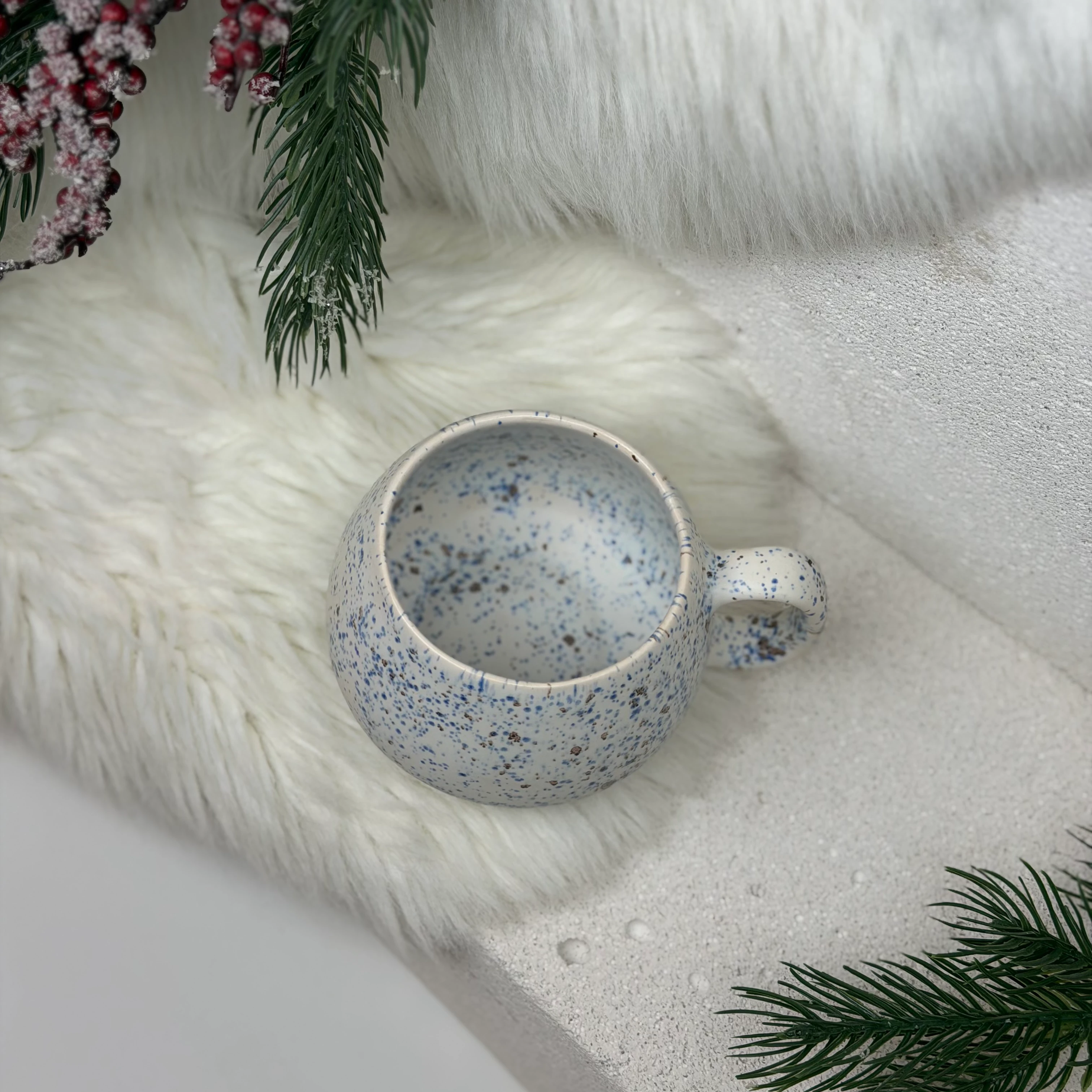 Mavi–Kahve Benekli Stoneware Mug – 300 ml