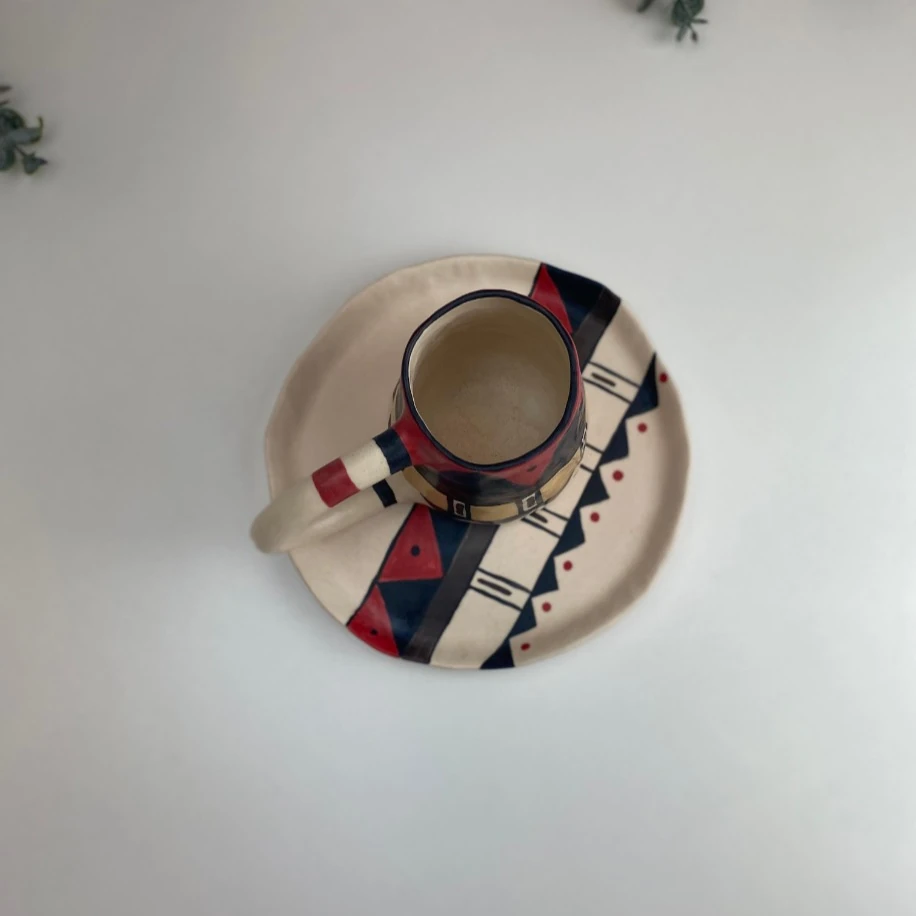 ETNİK DESEN KUPA  VE TABAĞI