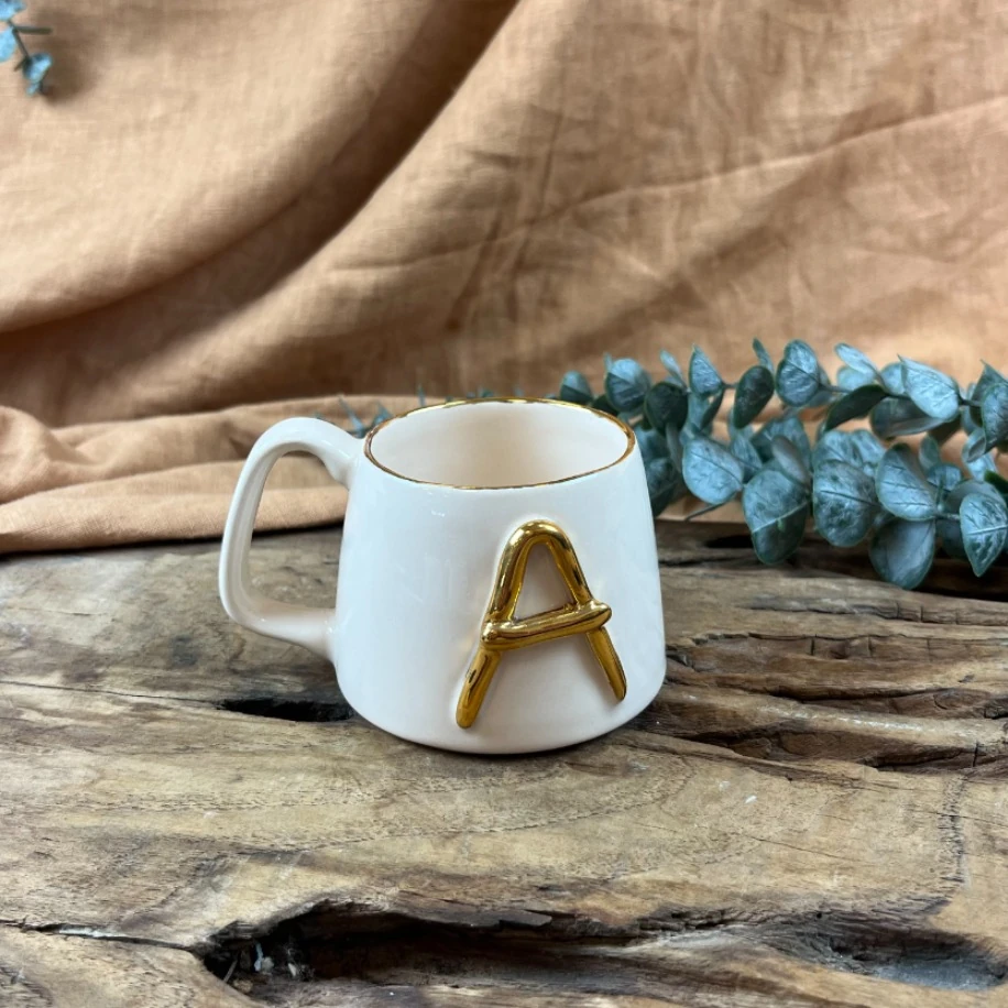 24K ALTIN DETAYLI "A" HARFLİ 250ml MUG