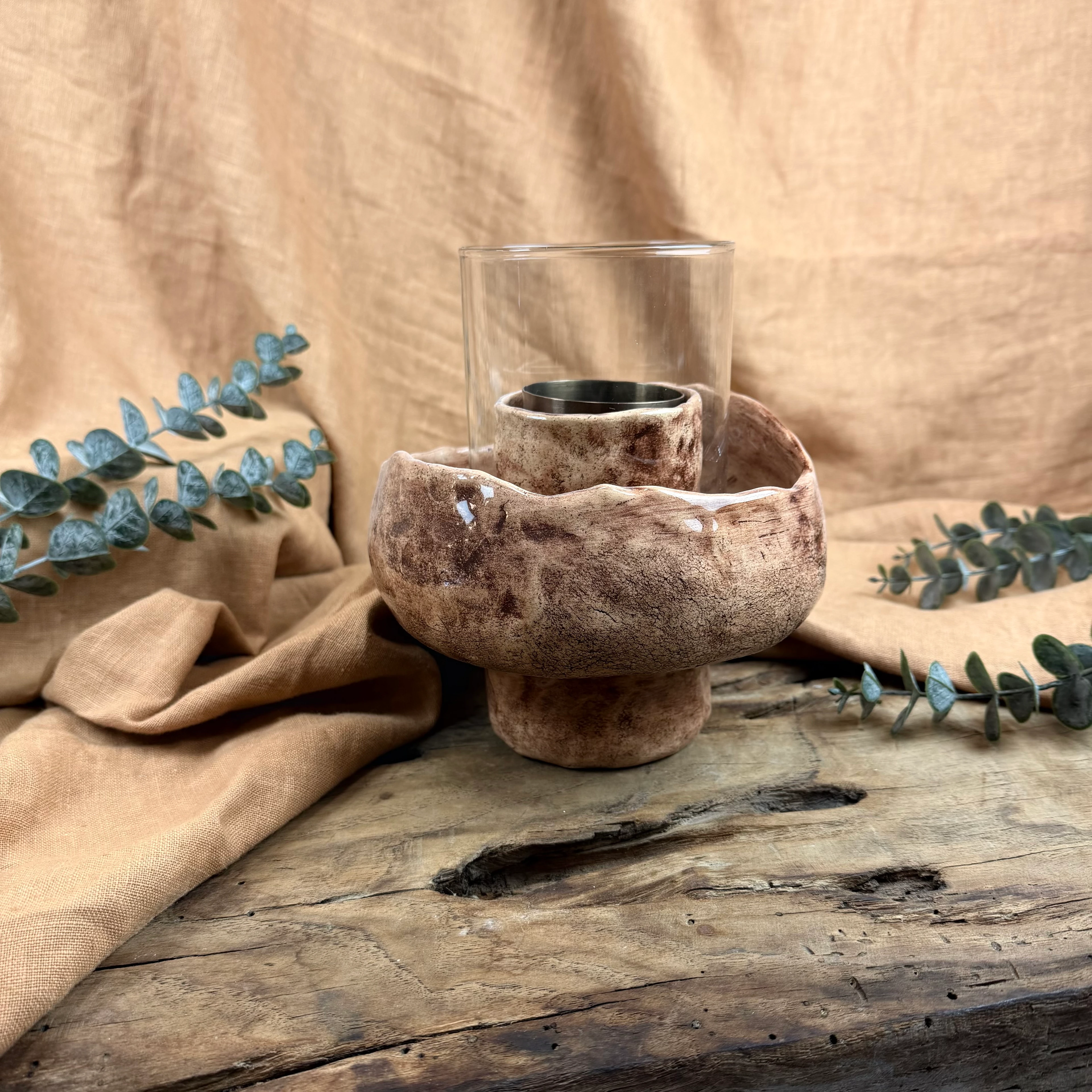 El Yapımı Seramik Masa Üstü Ateş Çukuru