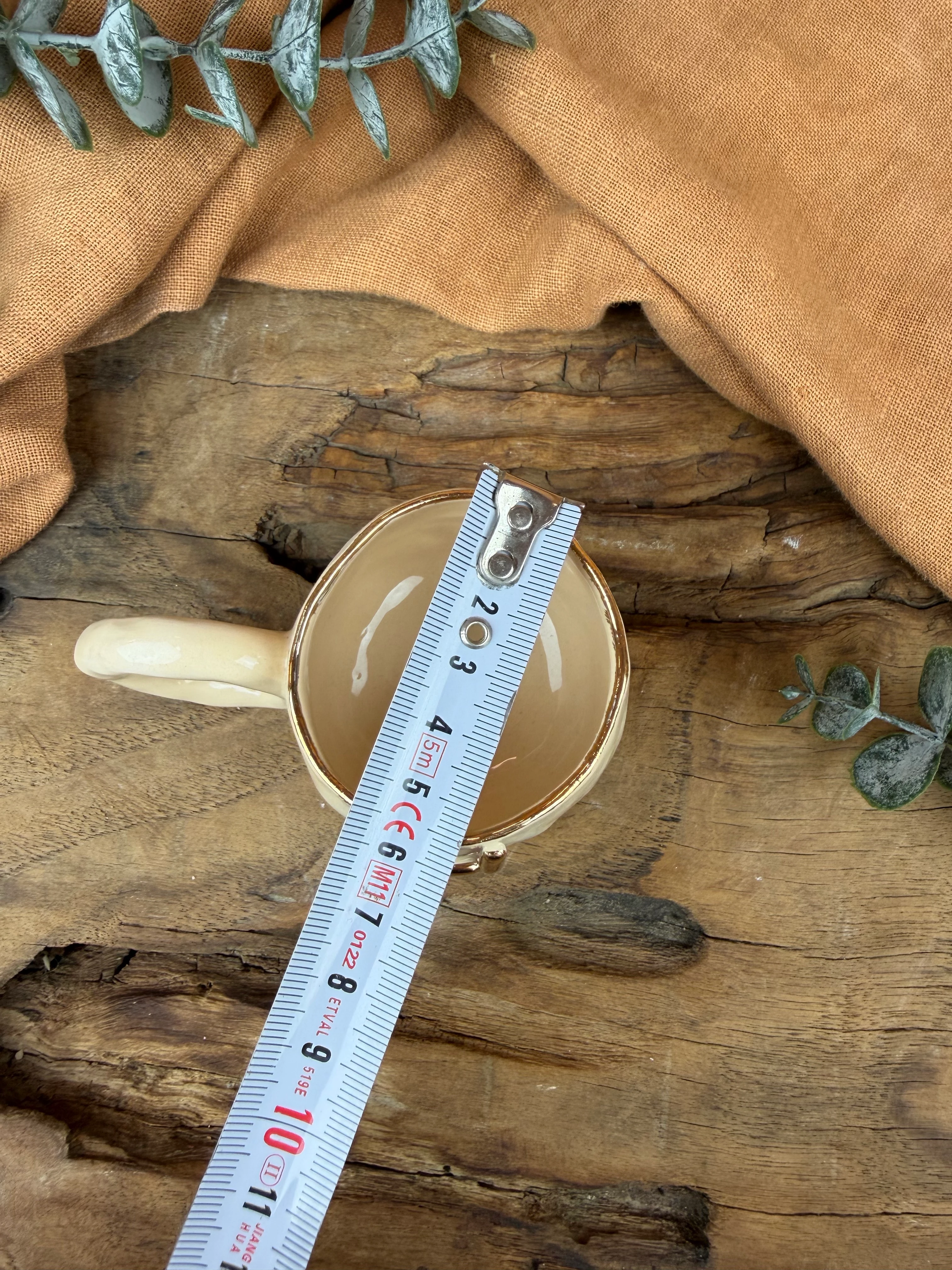 24k Altın “H” Harfli El Yapımı Stoneware Seramik 100ml fincan