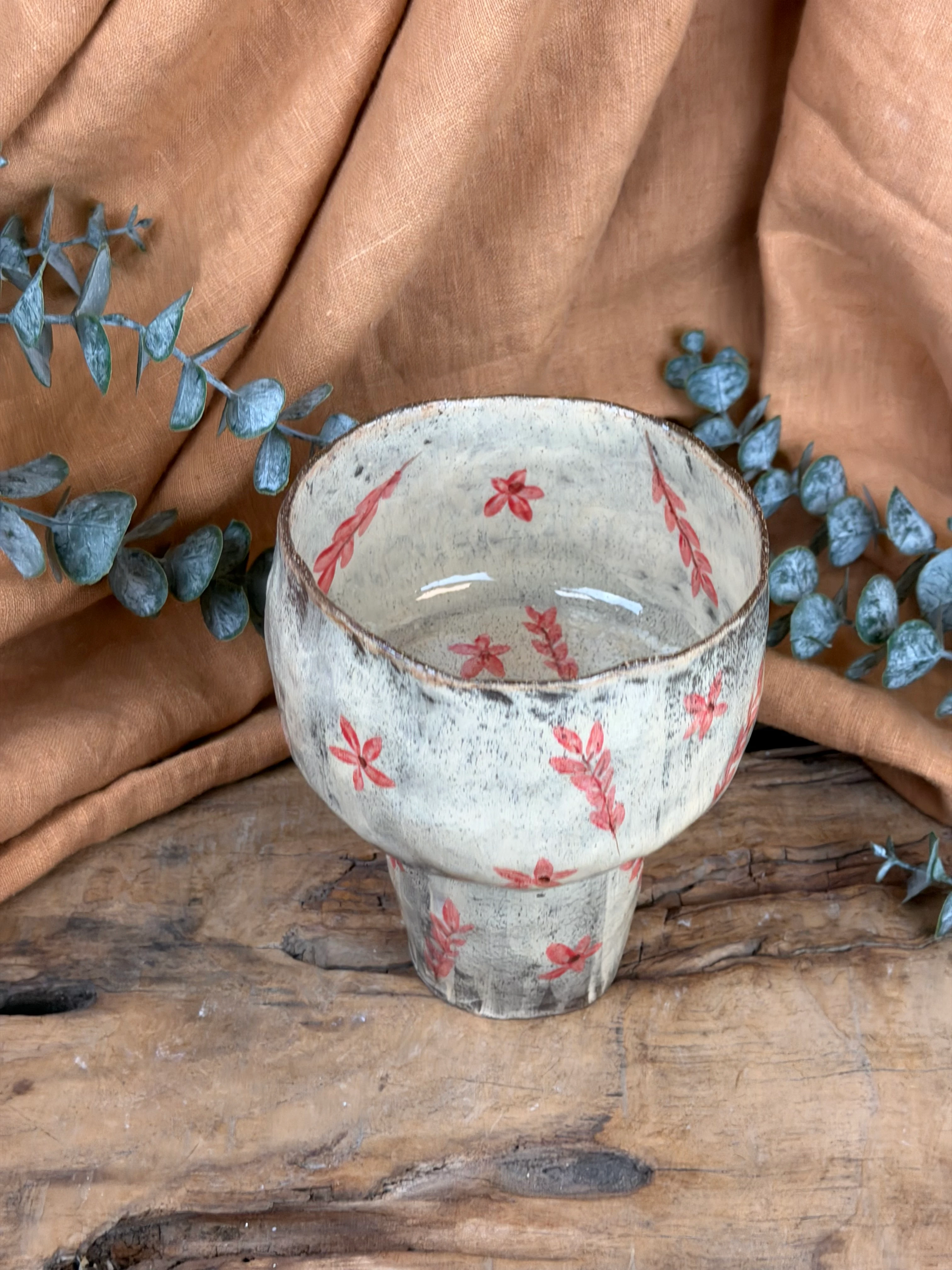 El Yapımı Ayaklı Seramik Kase – Eskitme Soft Renkler, Stoneware