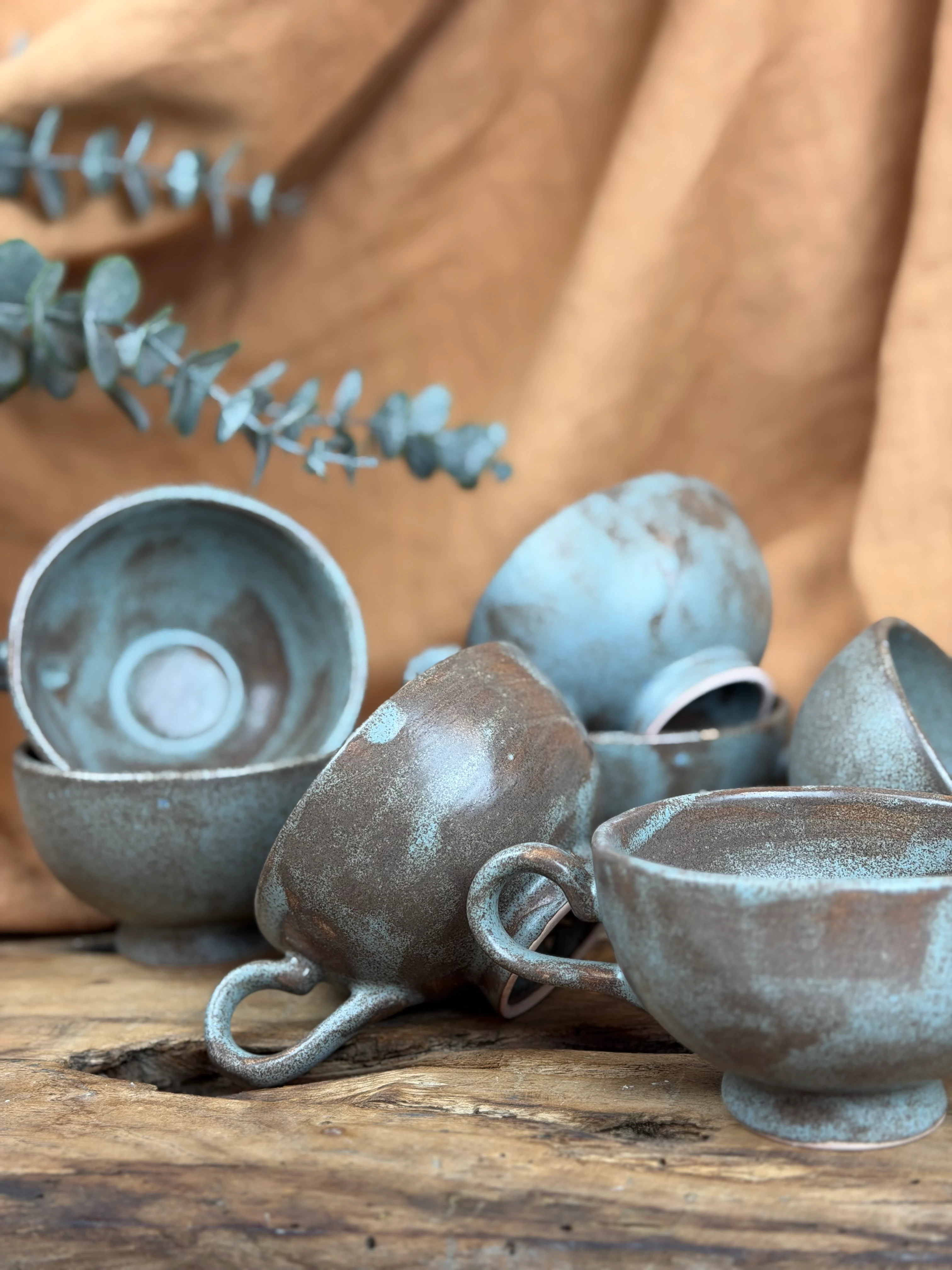 Mavi-kahve eskitme çay/kahve fincanı