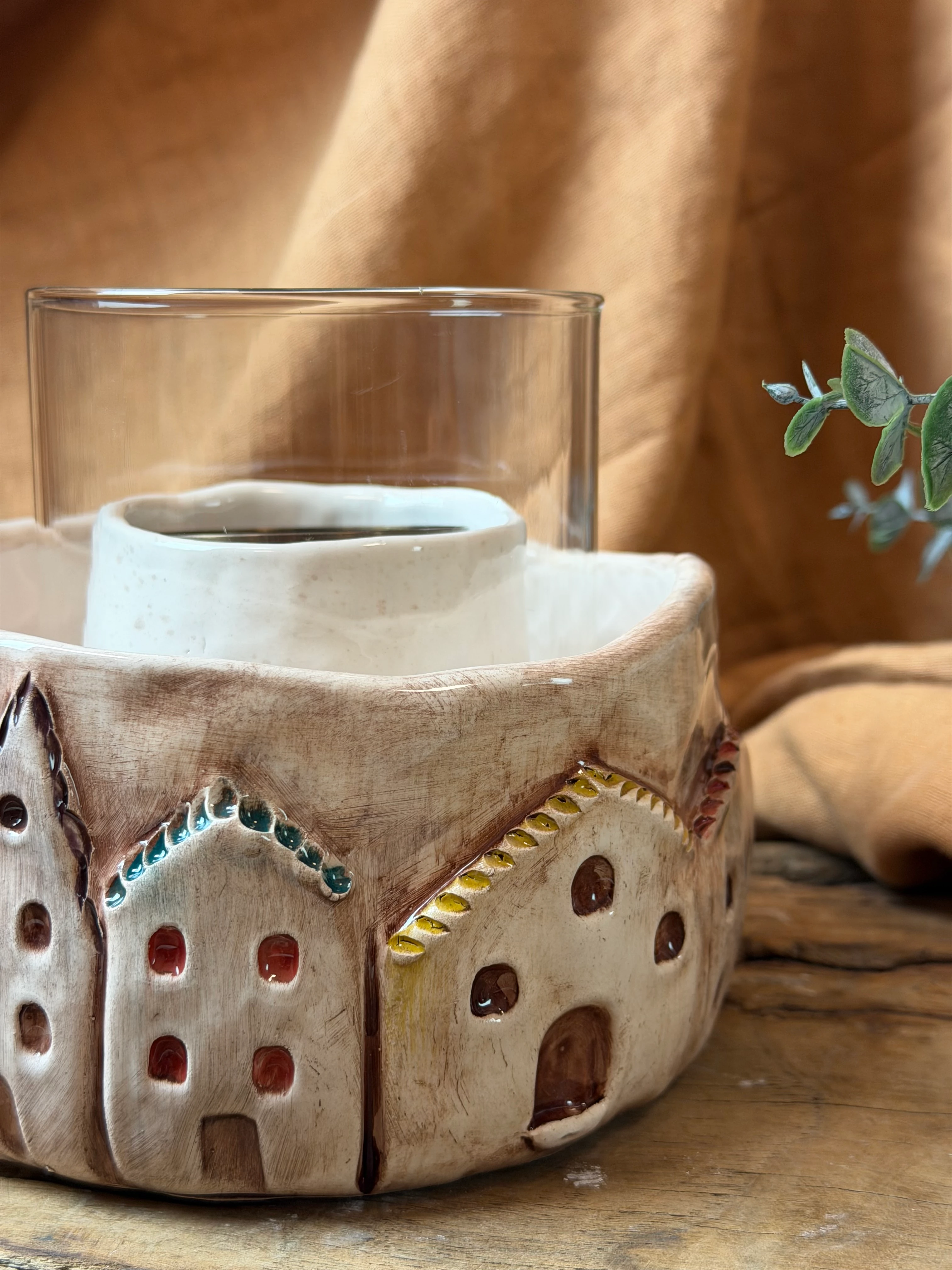 Sgrofıtto Detaylı El Yapımı Stoneware Masa Üstü Ateş Çukuru / MAHALLE