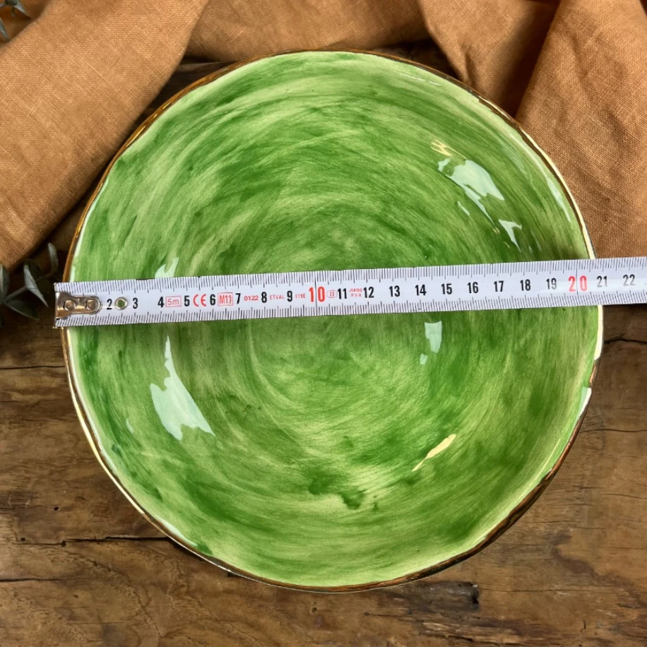 24K ALTIN DETAYLI YEŞİL AYAKLI KASE