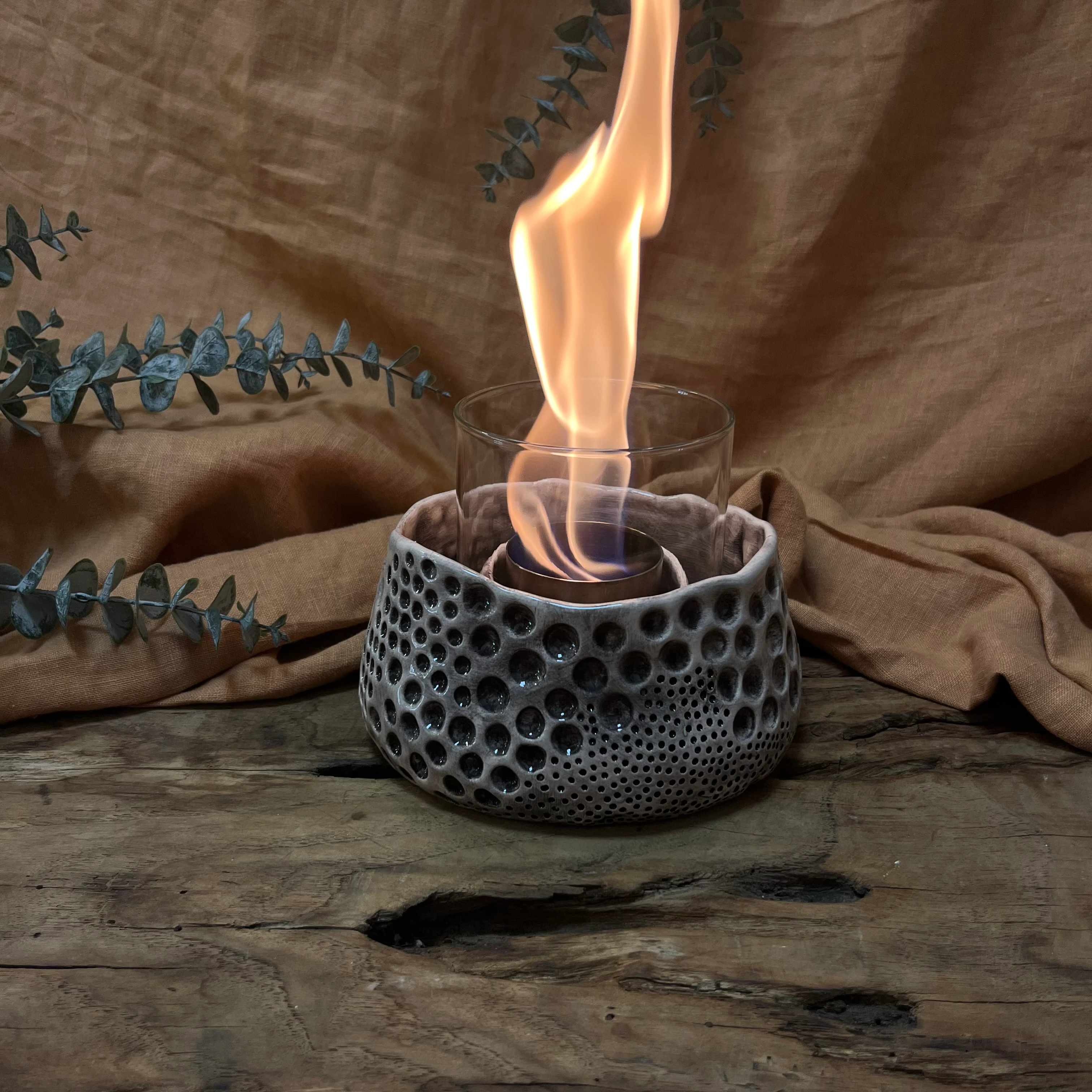 EL YAPIMI SERAMİK MASA ÜSTÜ ATEŞ ÇUKURU