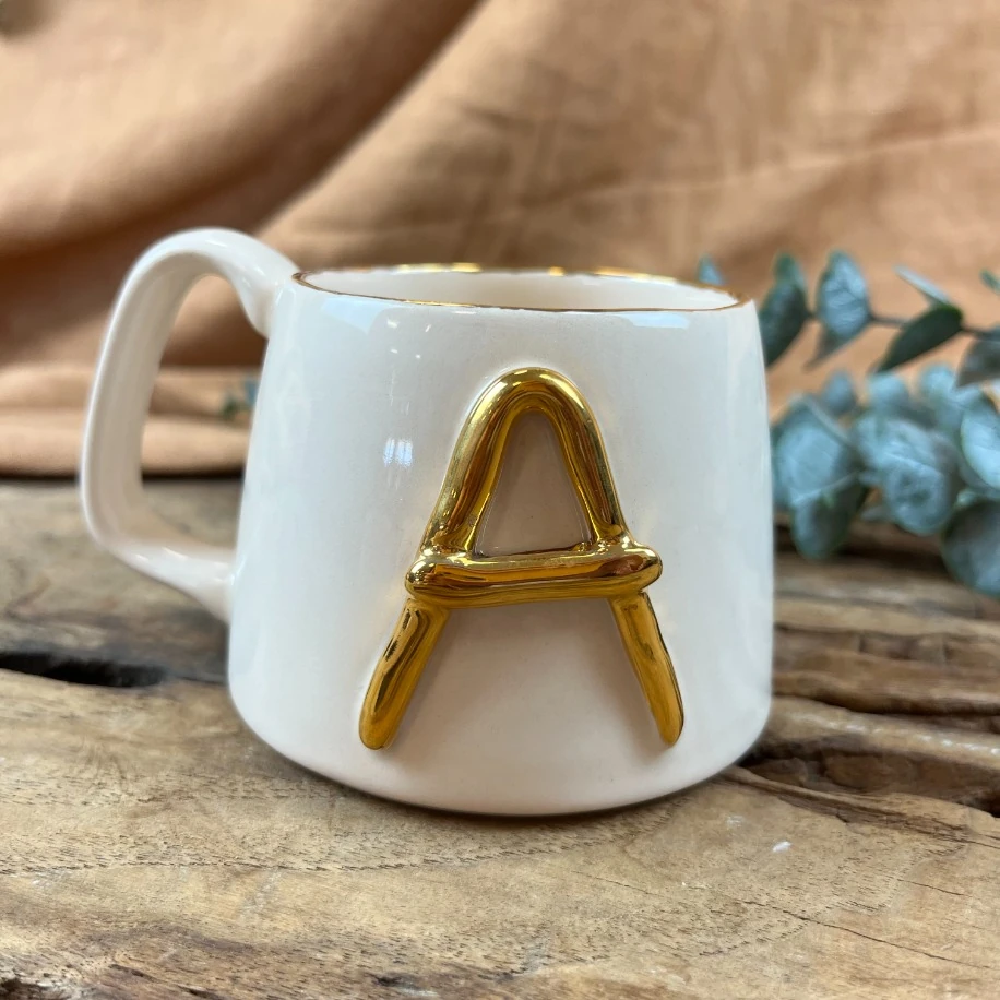 24K ALTIN DETAYLI "A" HARFLİ 250ml MUG