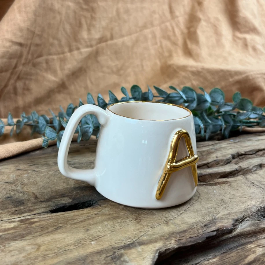 24K ALTIN DETAYLI "A" HARFLİ 250ml MUG
