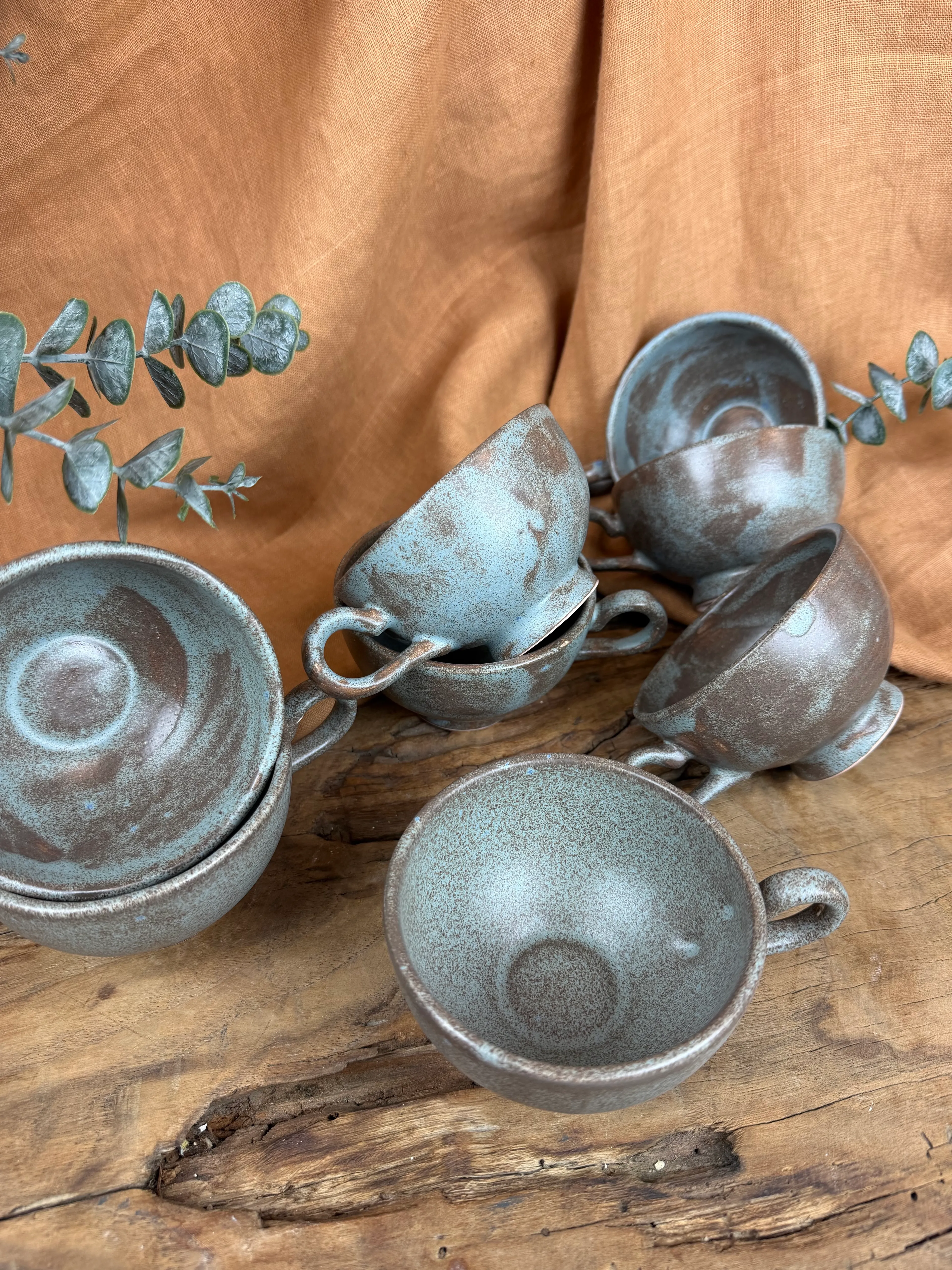 Mavi-kahve eskitme çay/kahve fincanı