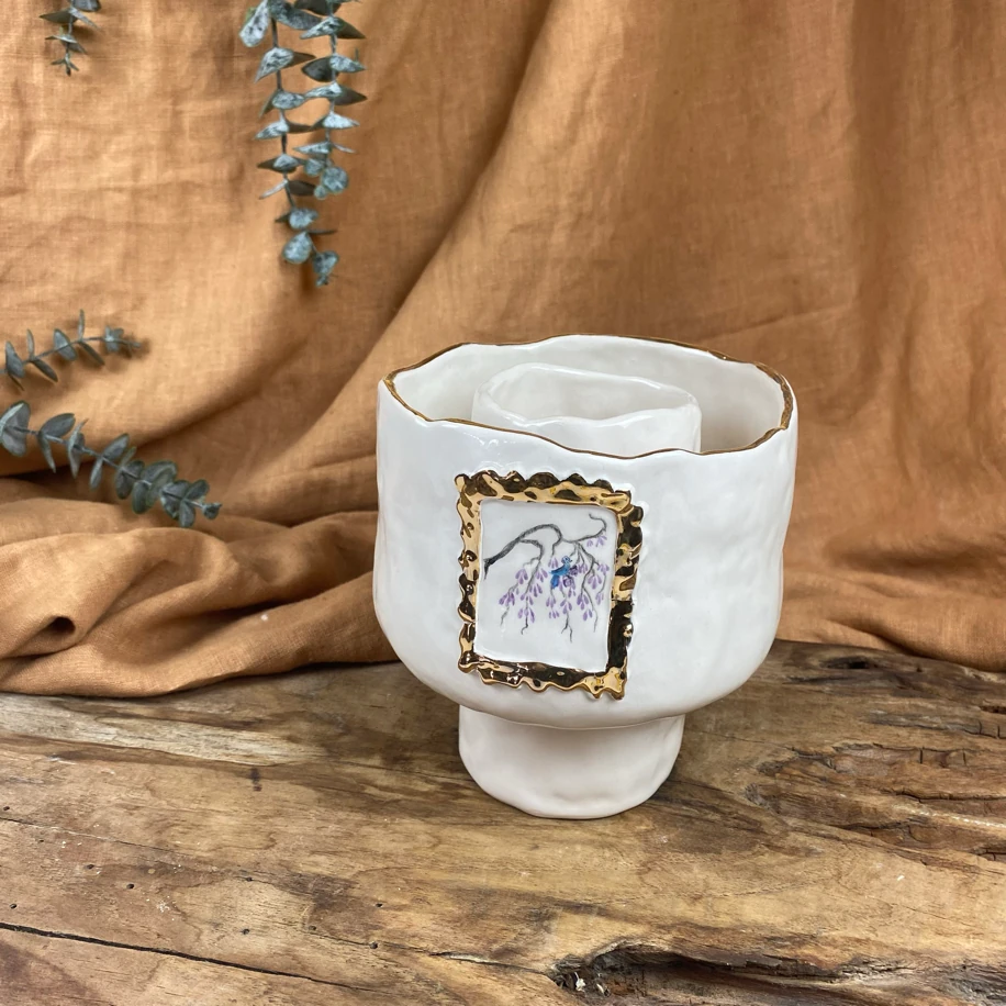 Masa üstü seramik ateş çukuru.