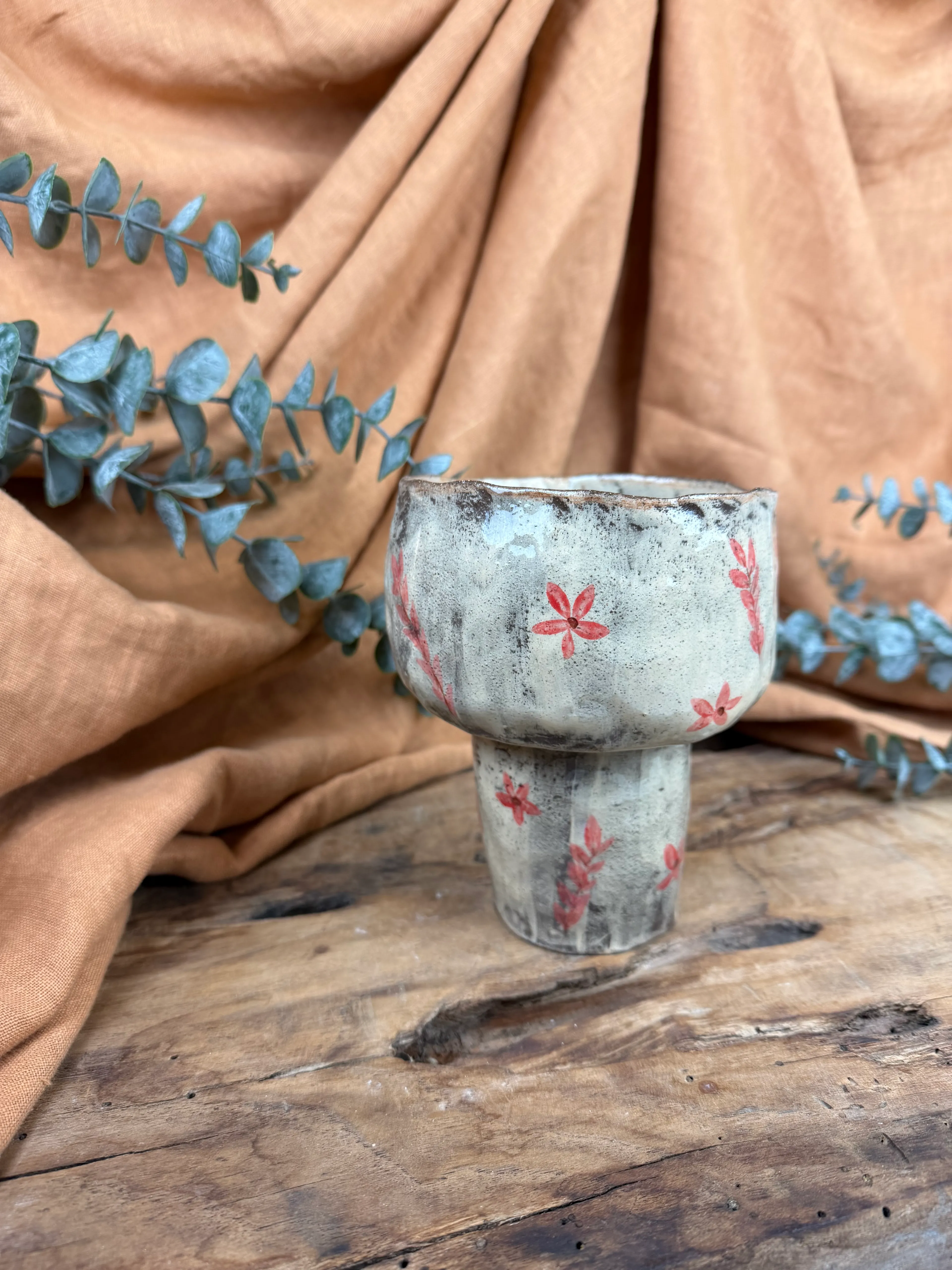 El Yapımı Ayaklı Seramik Kase – Eskitme Soft Renkler, Stoneware