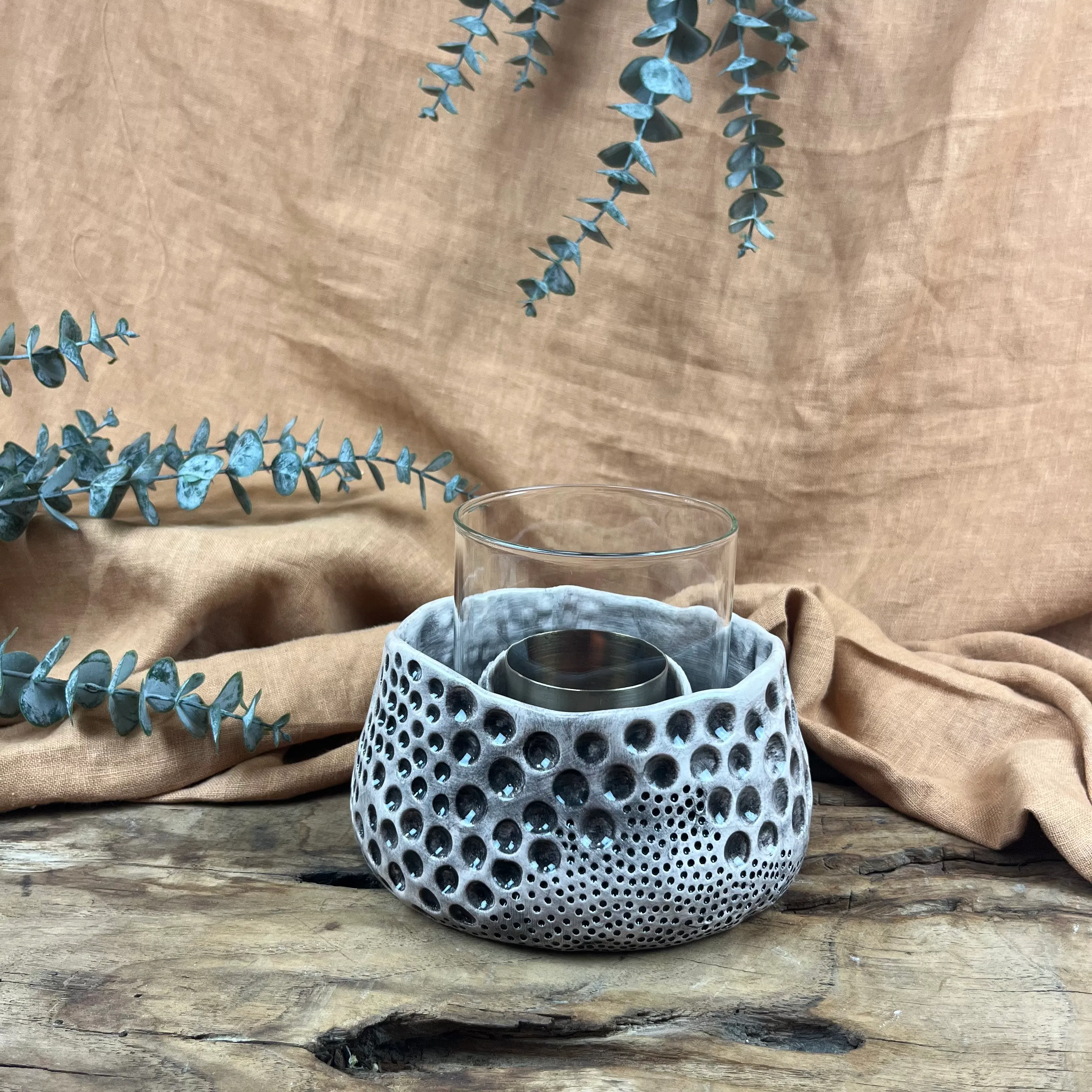 EL YAPIMI SERAMİK MASA ÜSTÜ ATEŞ ÇUKURU