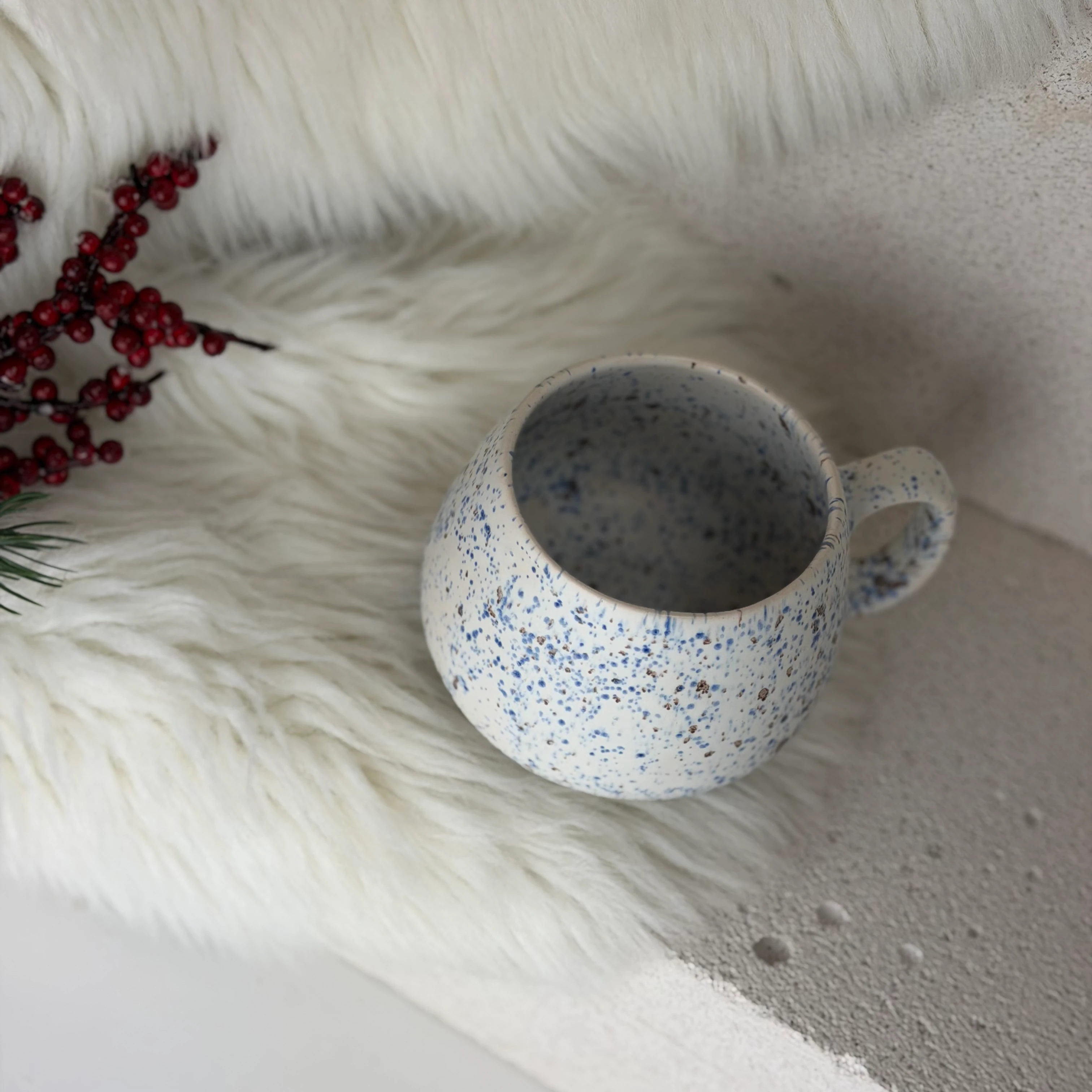 Mavi–Kahve Benekli Stoneware Mug – 300 ml