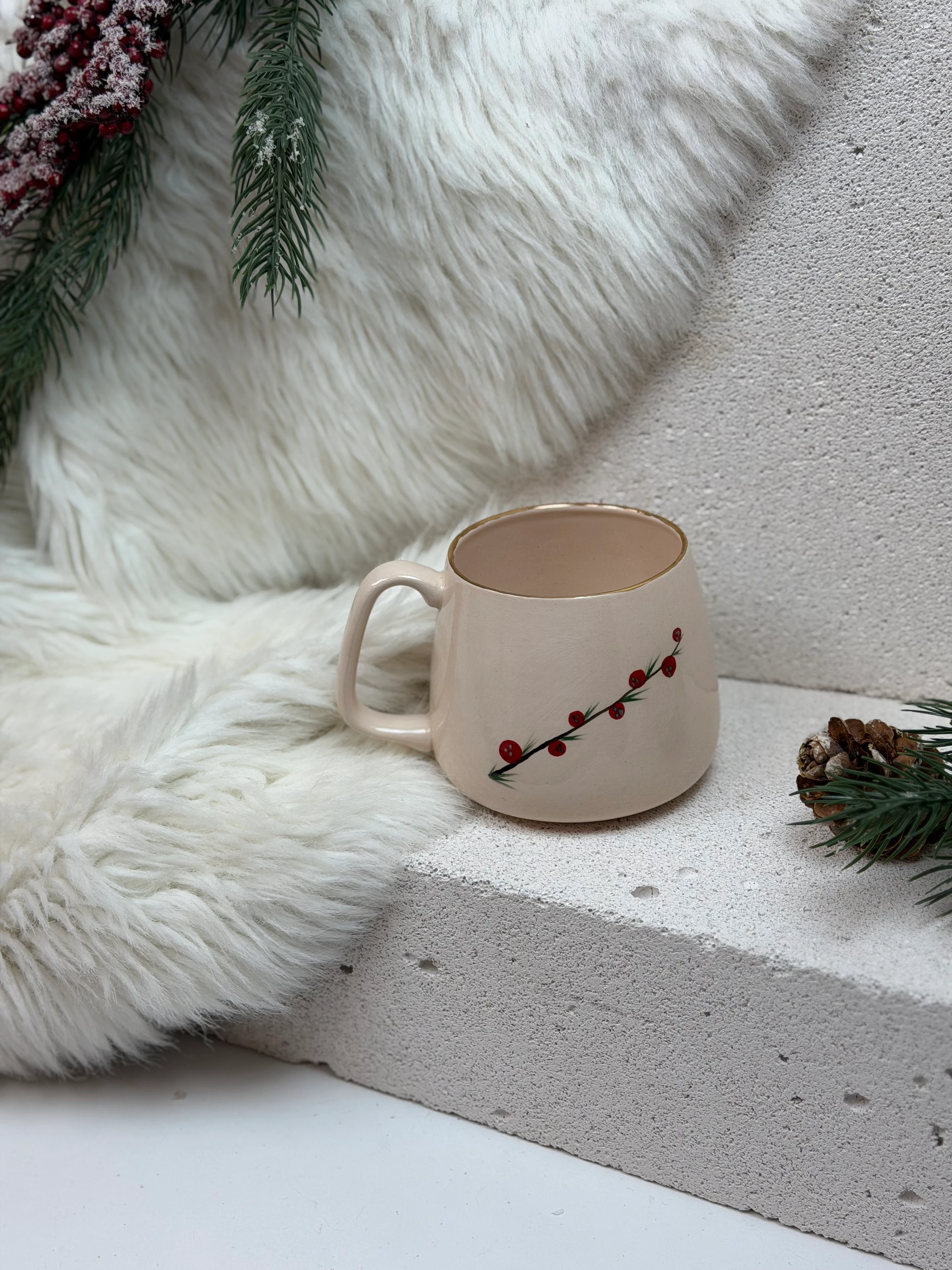 24k Altın Detaylı El Boyama Yeni Yıl Fincanı