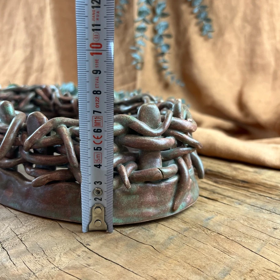 EL YAPIMI STONEWARE SUNUM KASESİ. YEŞİL VE KAHVE TONLARIYLA