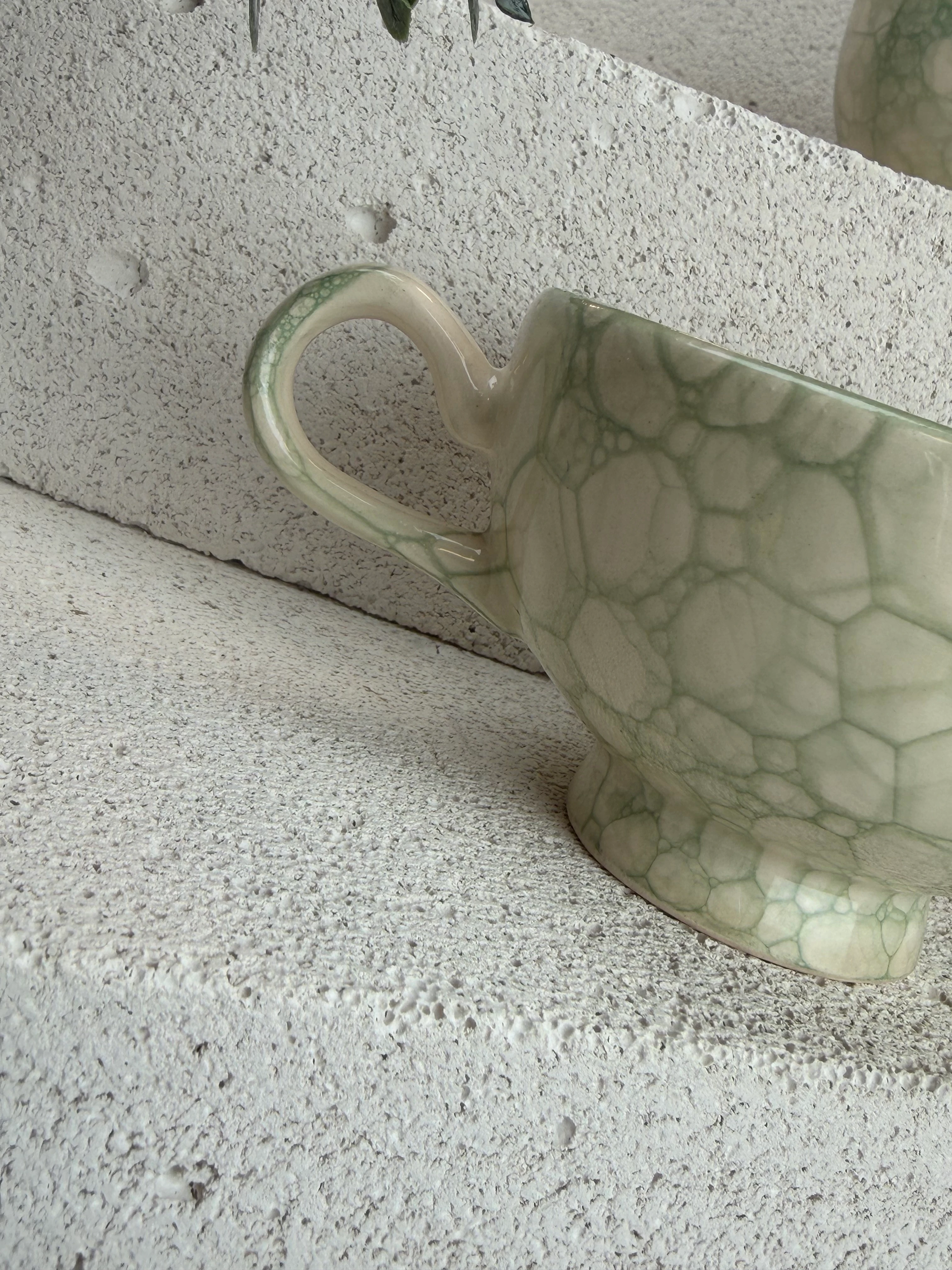 Yeşil Bubble Desenli Ayaklı Fincan (200ml)