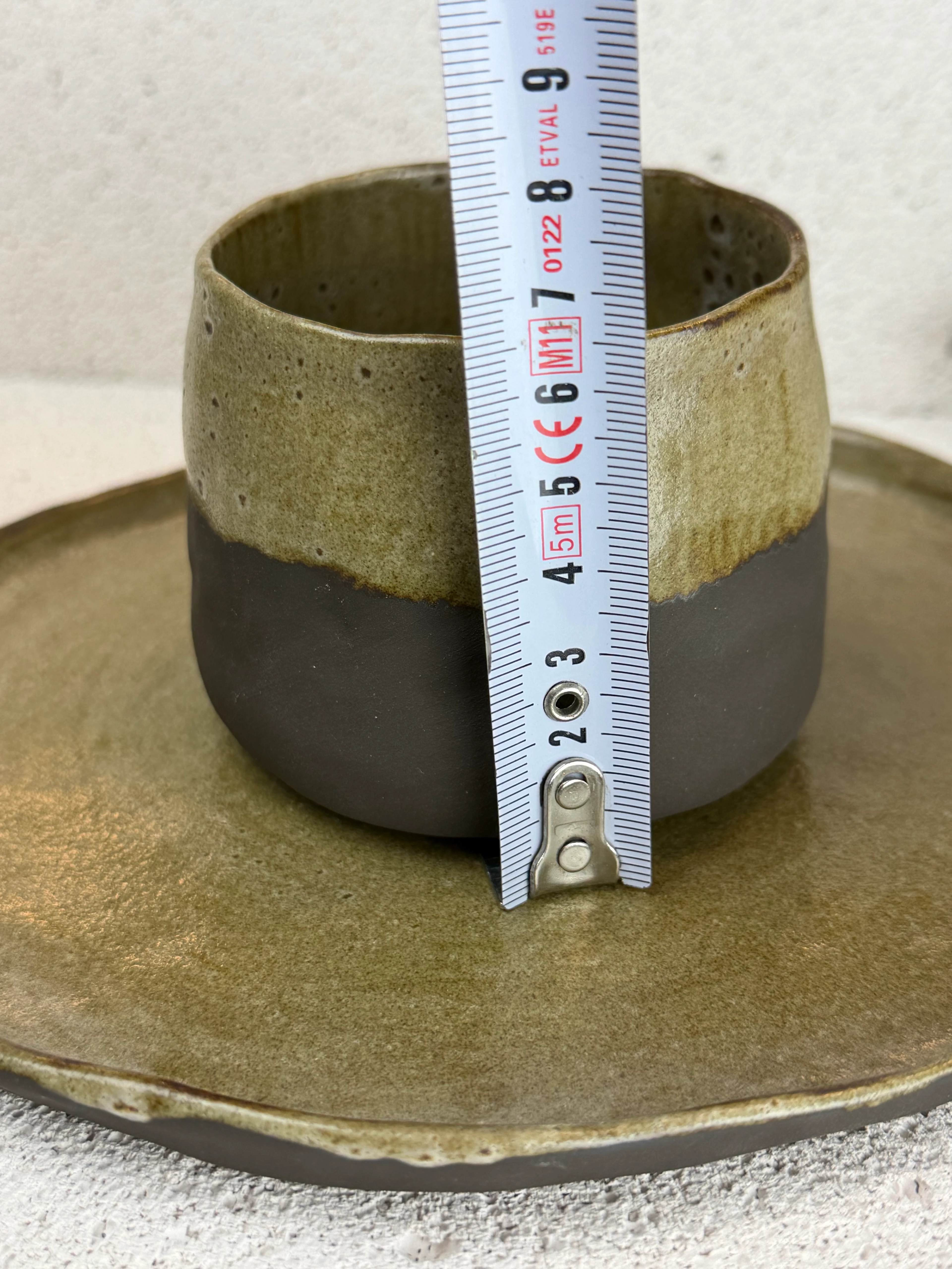 El Yapımı Stoneware Fincan & Tabak – Toprak Tonları, 200 ml