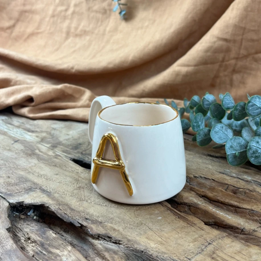 24K ALTIN DETAYLI "A" HARFLİ 250ml MUG
