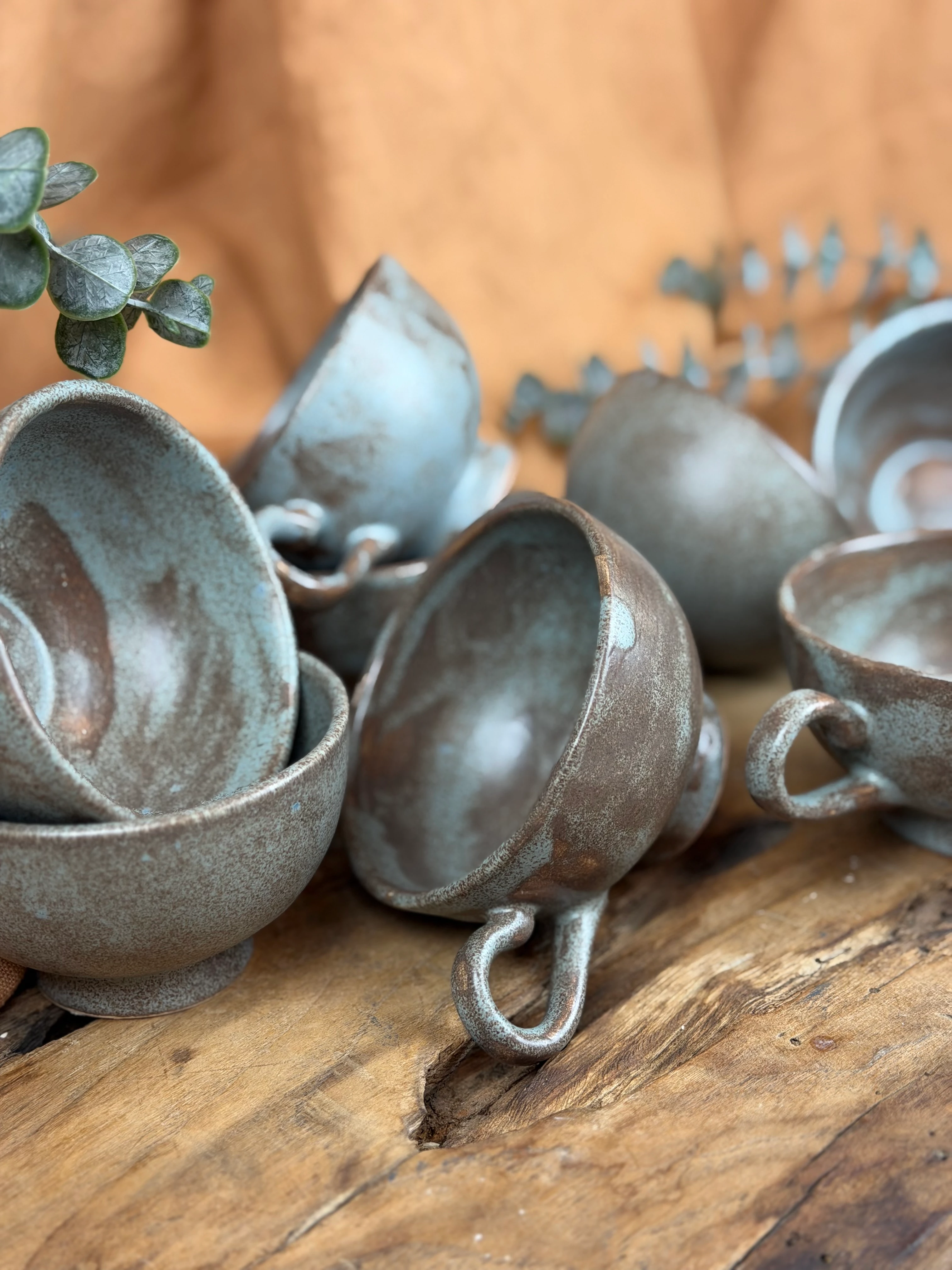 Mavi-kahve eskitme çay/kahve fincanı