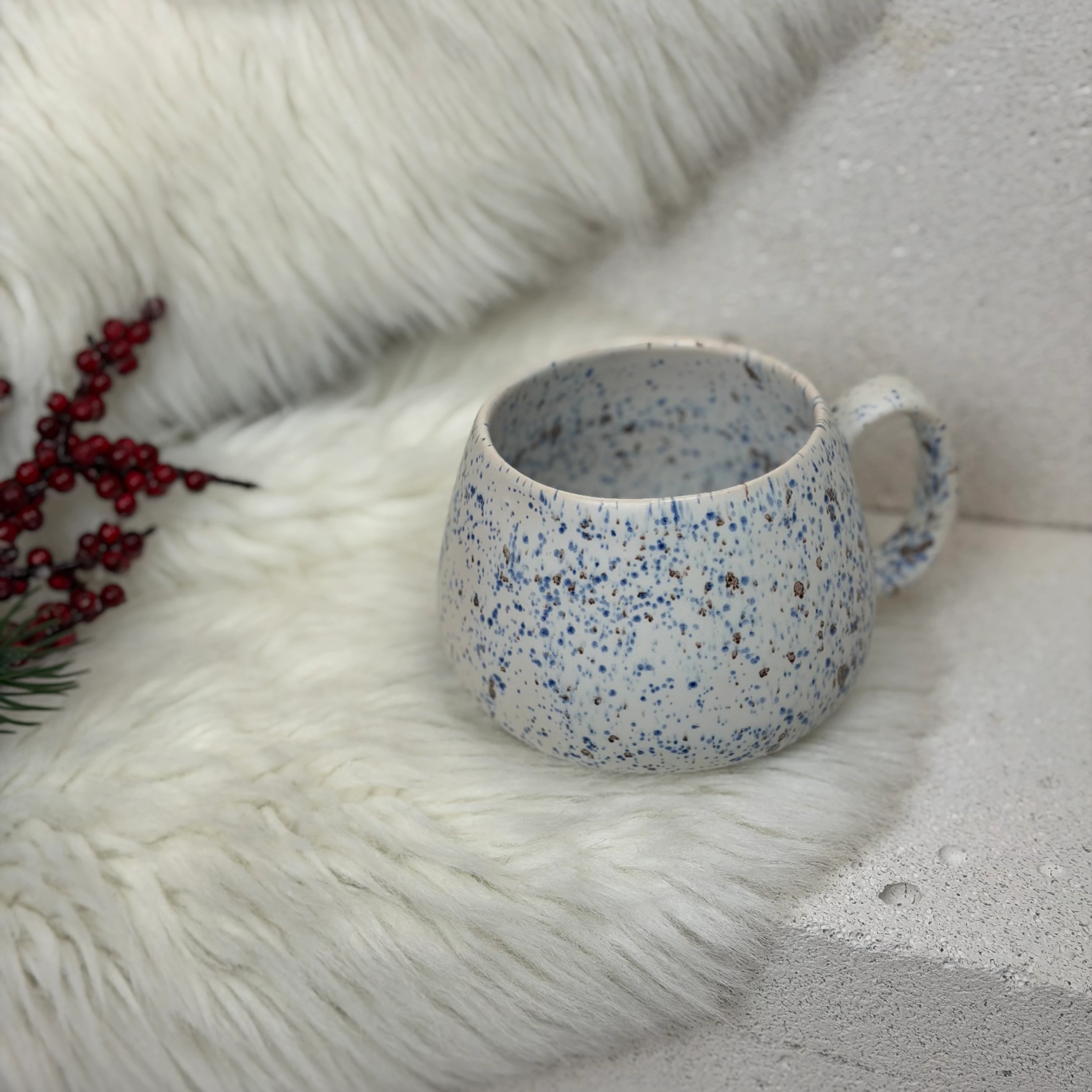 Mavi–Kahve Benekli Stoneware Mug – 300 ml