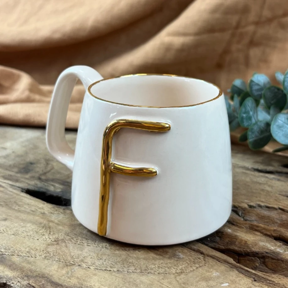 24K ALTIN DETAYLI "F" HARFLİ 250ml MUG