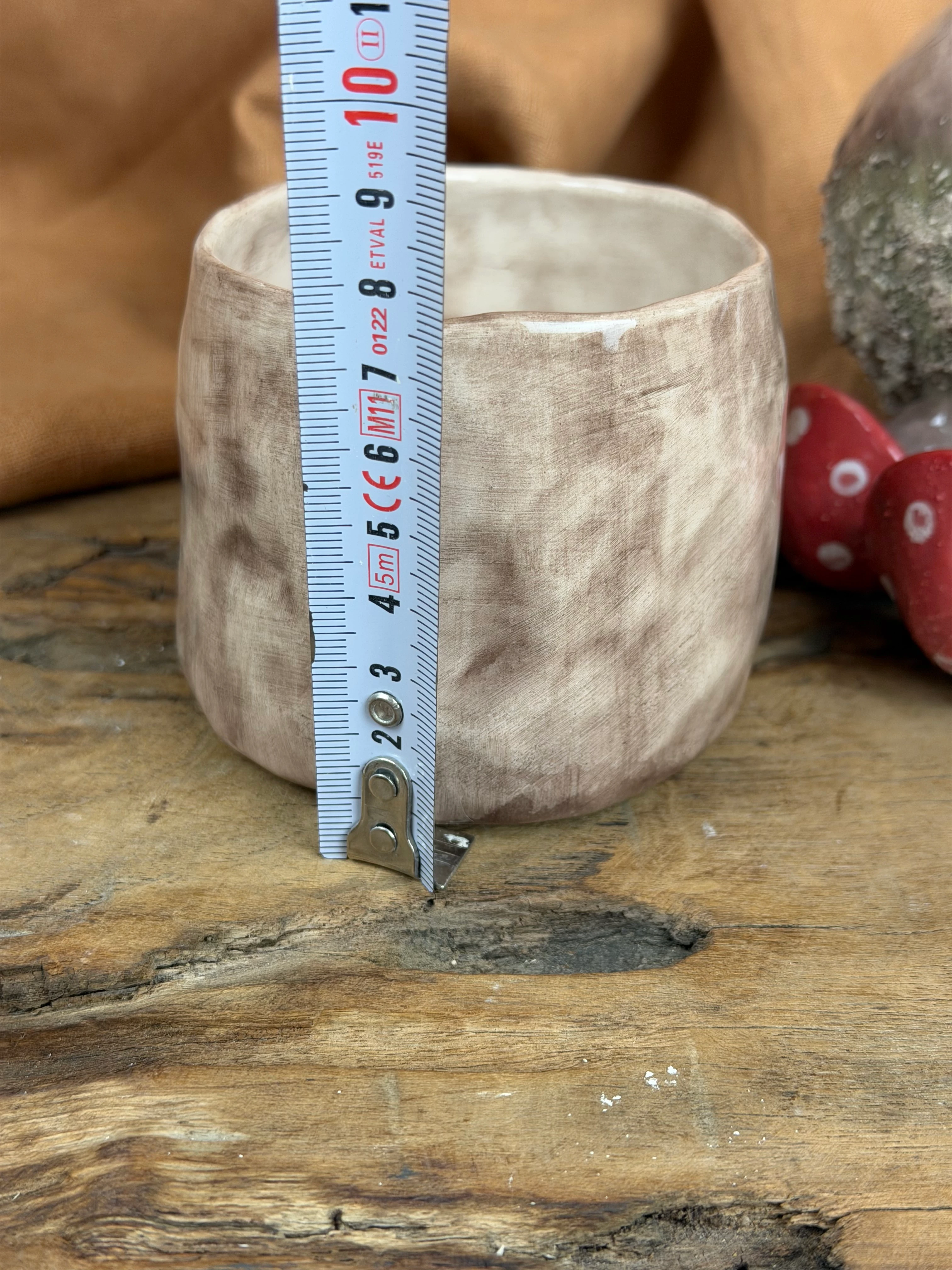 El Yapımı Stoneware Seramik Kapaklı Saklama Kabı / Kase – Sevimli Mantar Detaylı Kapak